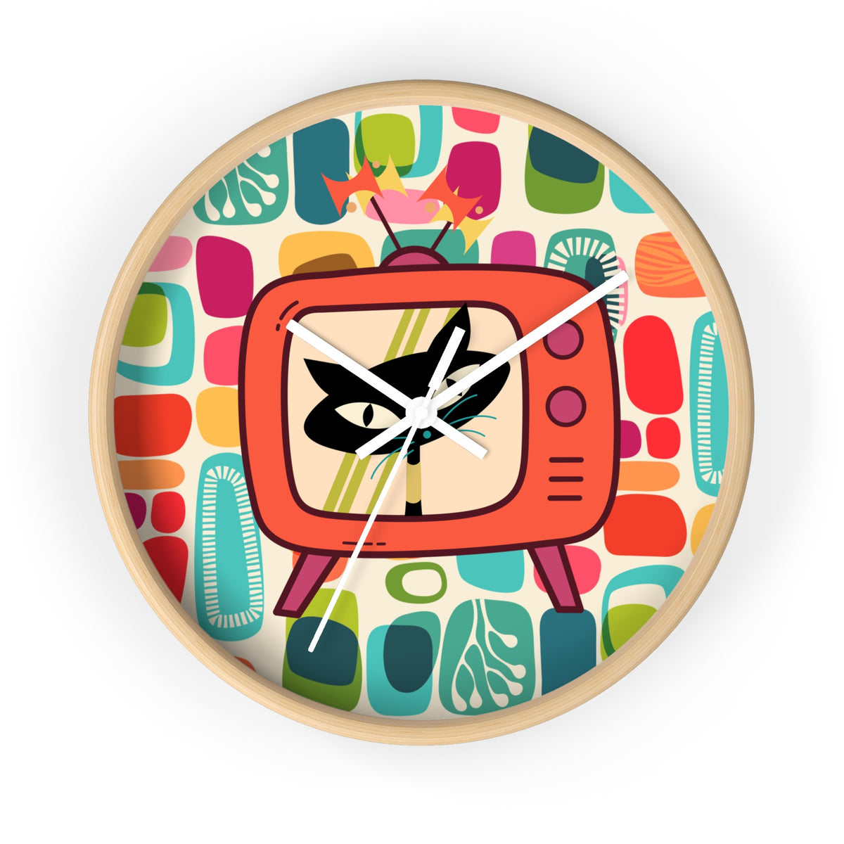 Atomic Cat Mid Century Amoeba Designed, Kitschy Kitchen, Livingroom, Den Office MCM Wall Clock - Mid Century Modern Gal