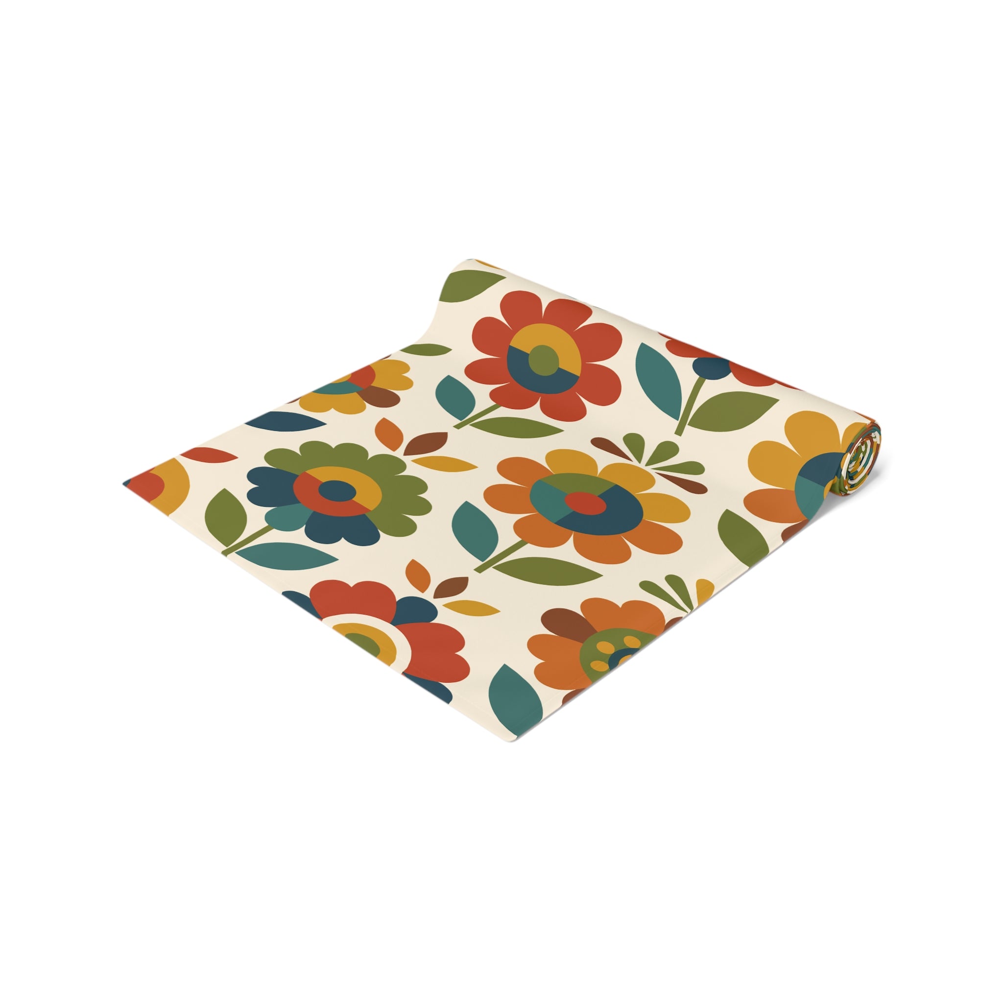 Mid Century Modern Scandinavian Floral Earth Tones Table Runner - Mid Century Modern Gal
