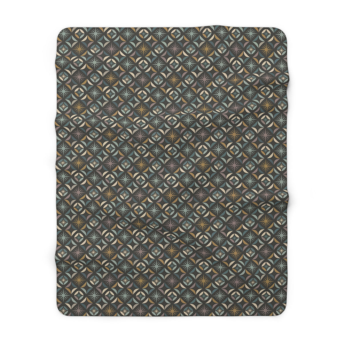 Mid Century Modern Elegant Gray Geometric Starburst Sherpa Fleece Blanket - Mid Century Modern Gal