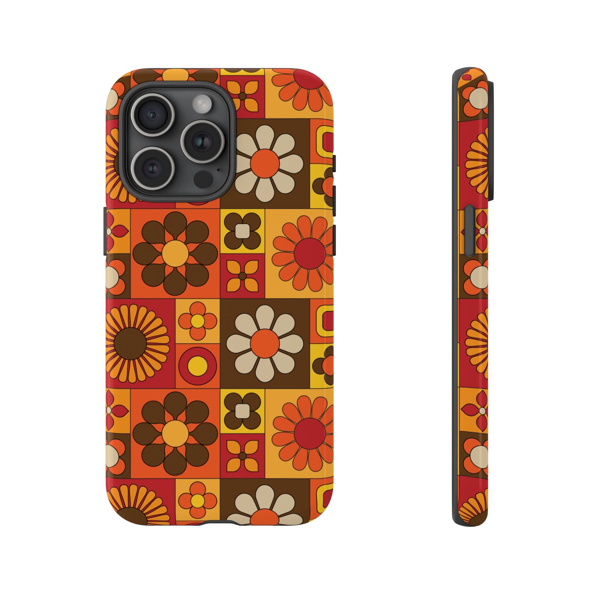 Retro 70s Mid Mod Floral Phone Case | Tough Cases for Flower Lovers - Mid Century Modern Gal