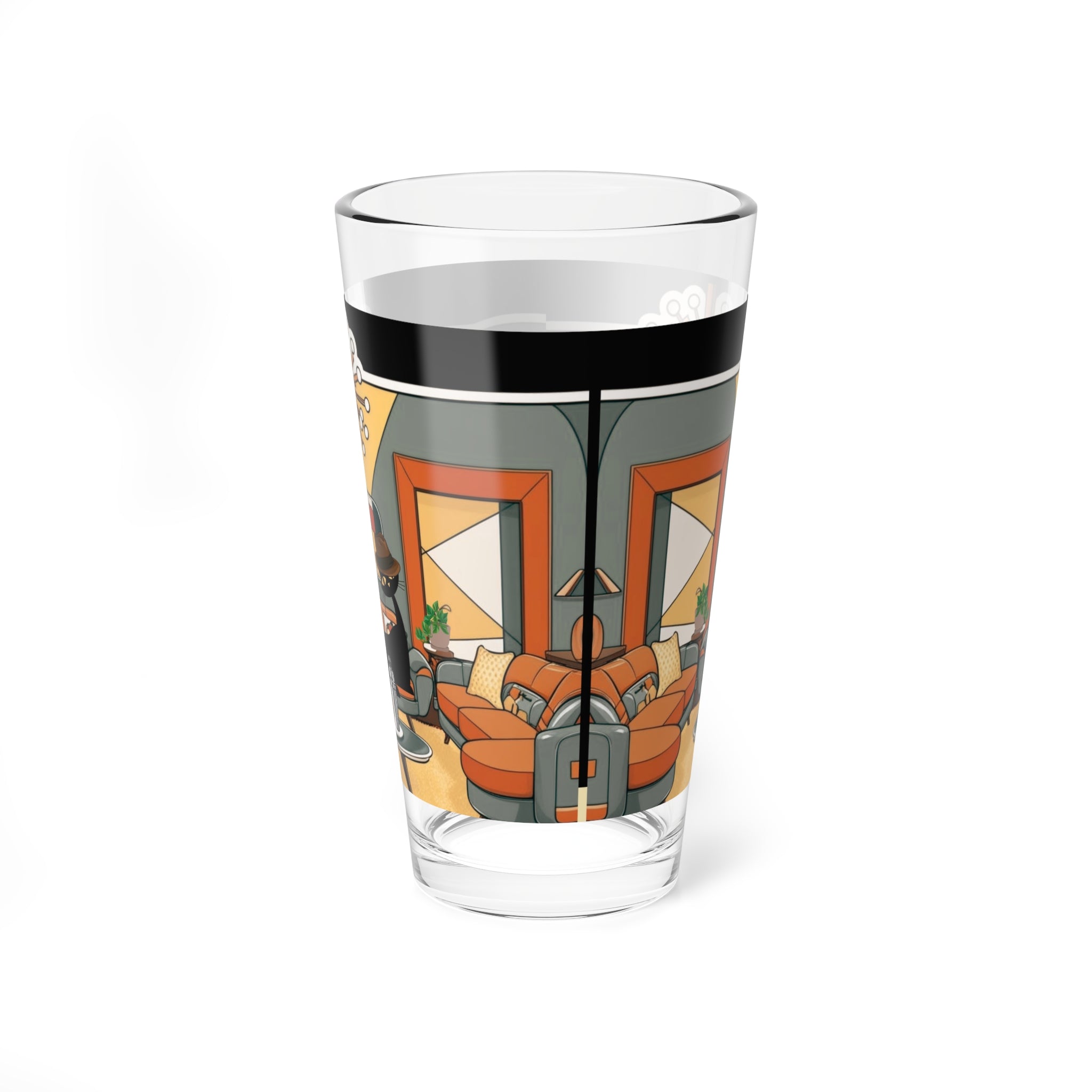 Mid Century Modern Dude, Retro Mod Drinking Mixing Glass For Cool Cats Only - Mid Century Modern Gal