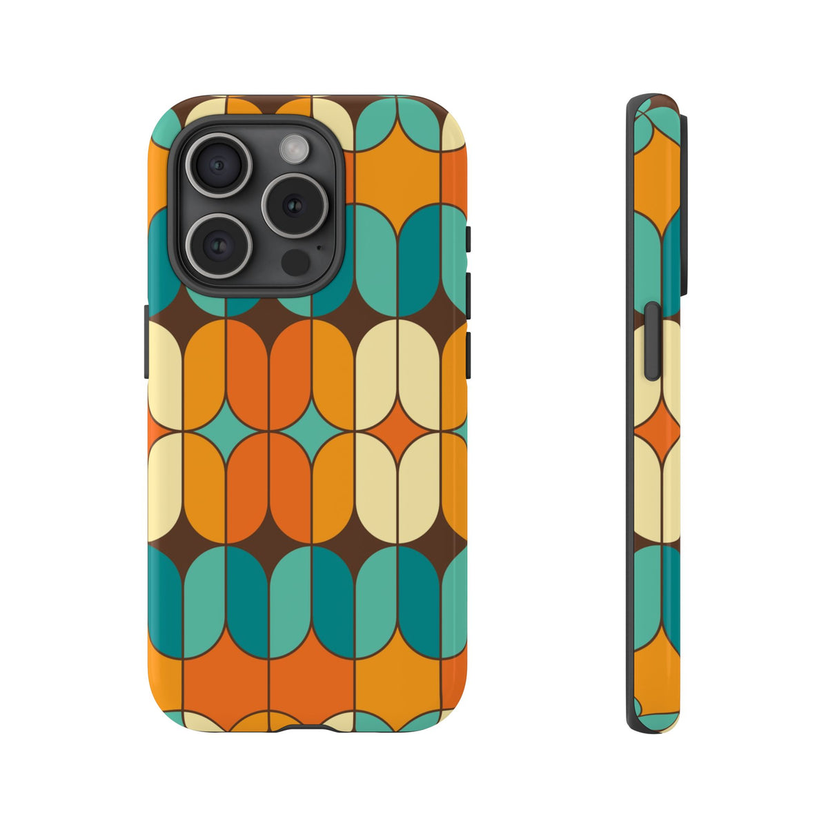Mid Century Modern Orange, Teal Geometric Mod Designed Tough Phone Case