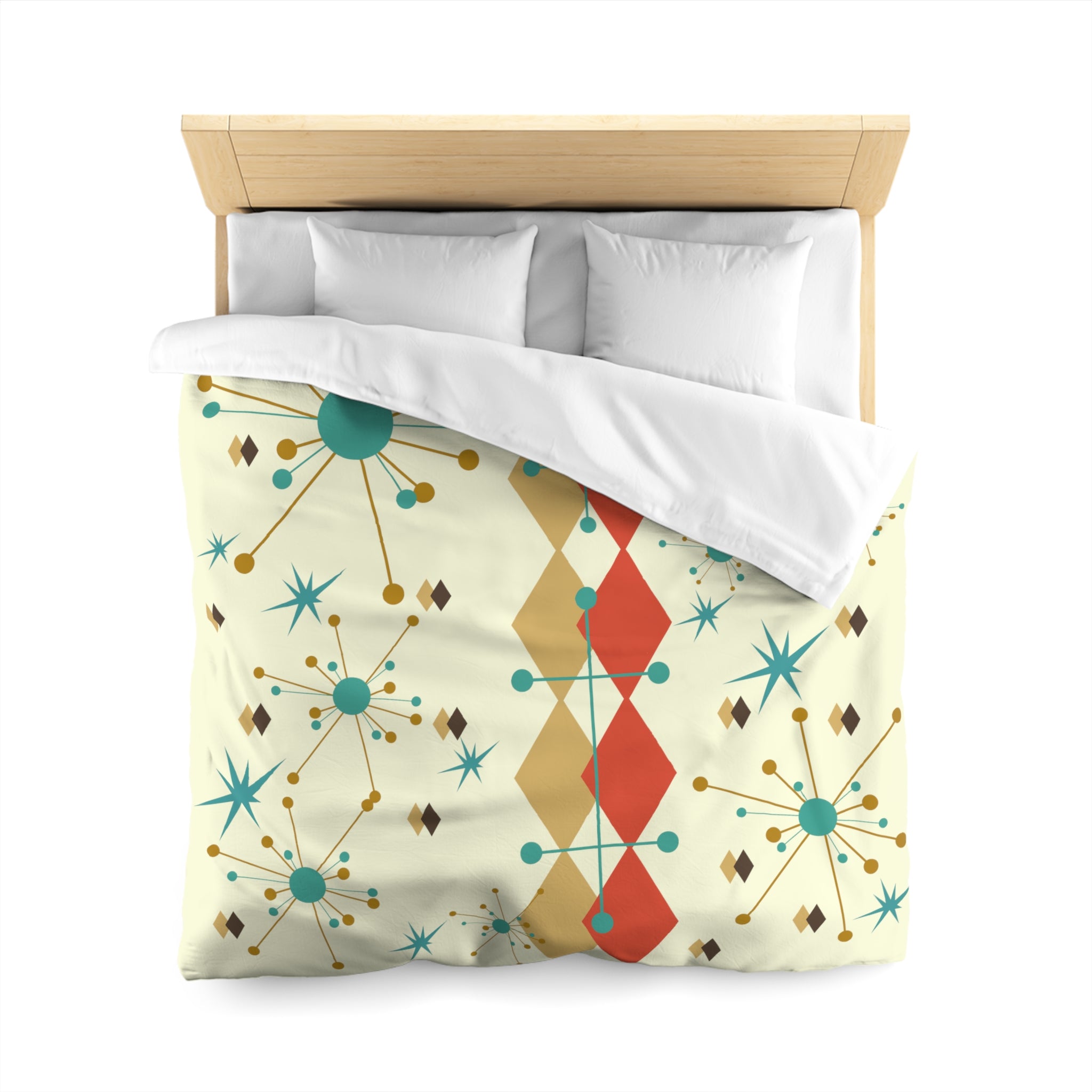 Mid Century Modern Bedding, Atomic Starburst, Sputnik, Franciscan Design, MID Mod Retro, Microfiber Duvet Cover - Mid Century Modern Gal