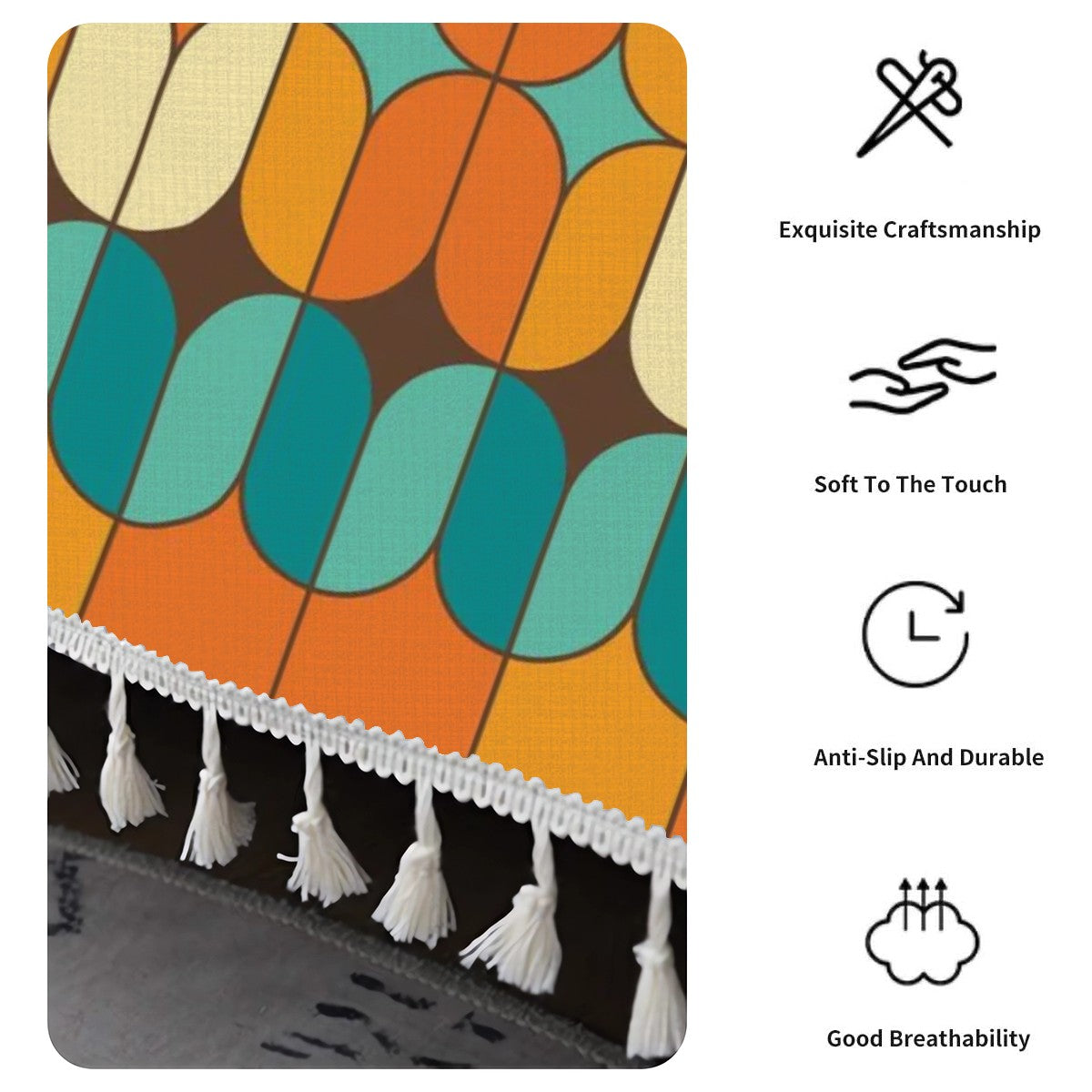 Retro Style Couch Cover, Mid Century Modern Geometric Orange, Teal Blanket Couch Cover - Mid Century Modern Gal