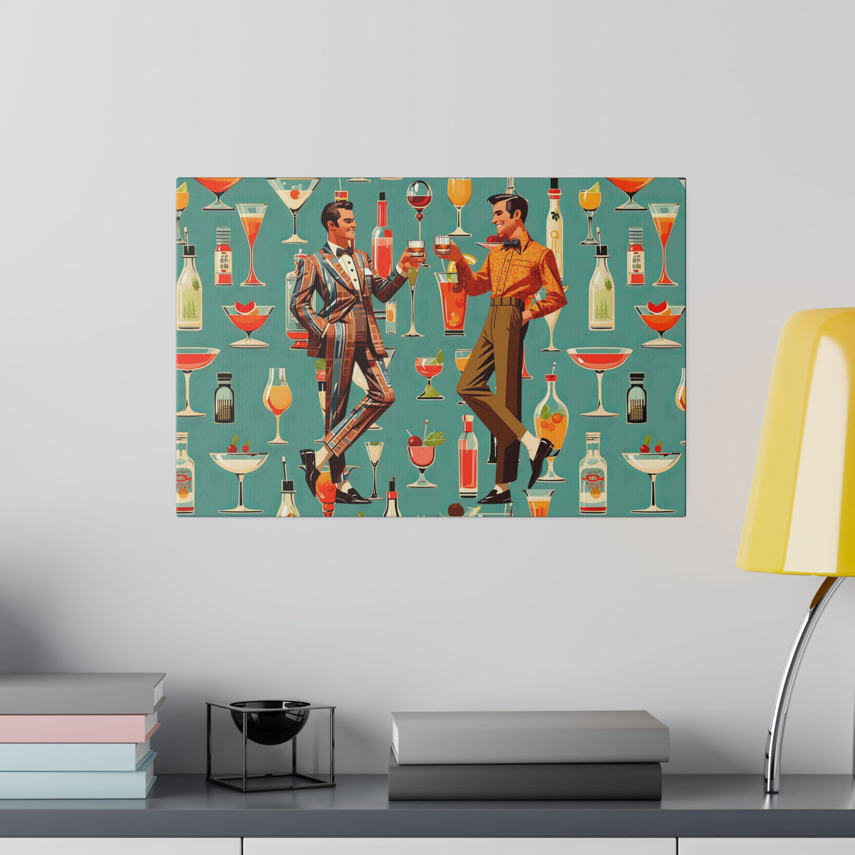 Atomic 50s Cocktail Art, Mid Century Modern Dapper Dudes, LGBTQ Unique Gifts, MCM Bar Art - Mid Century Modern Gal
