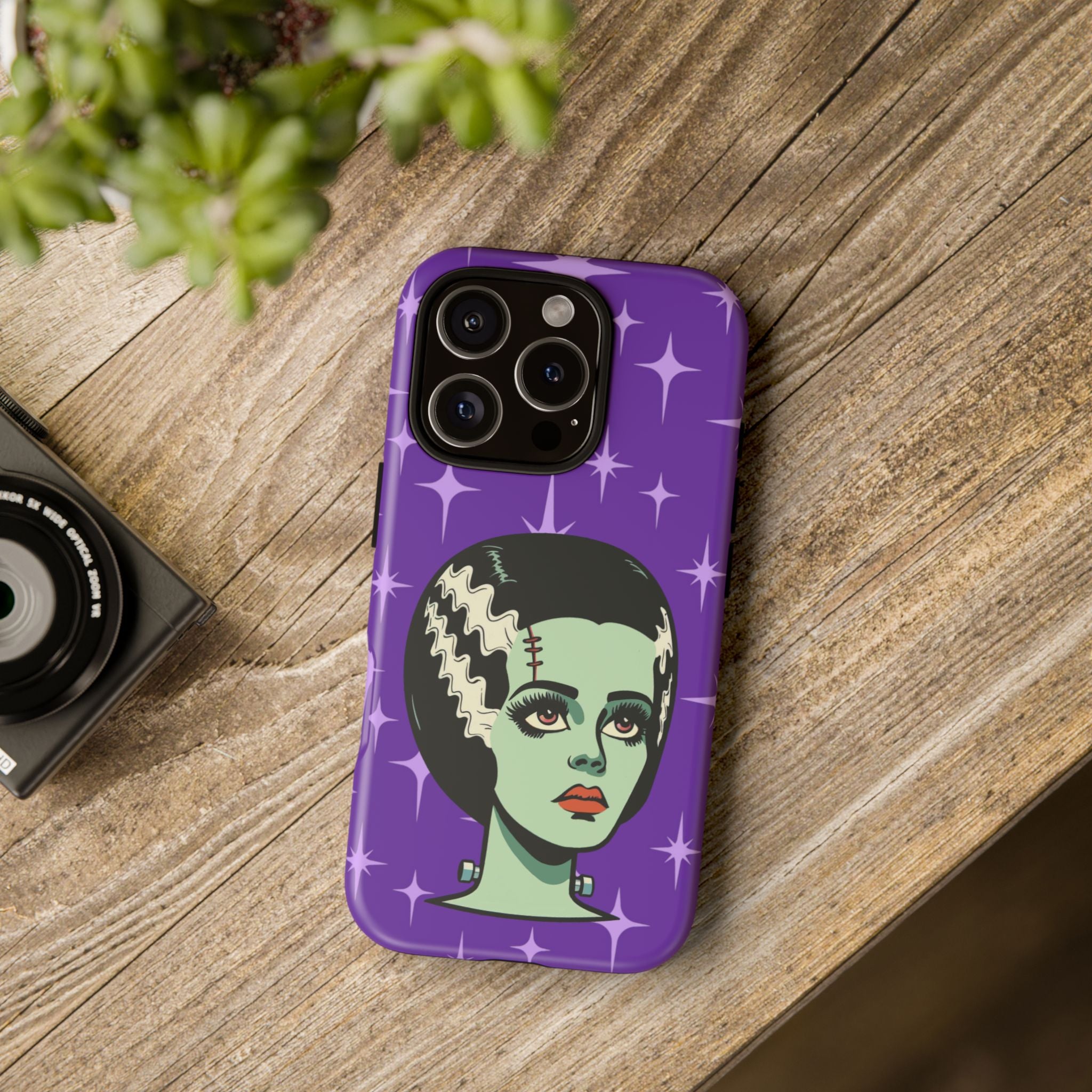 Bride of Frankenstein Retro Mid Mod Horror Buff Purple Halloween Tough Phone Case