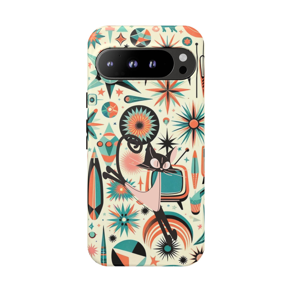 Atomic Kitty Boomerang Space Kitty Mid Century Modern Samsung, Smart Phone, Tough Cases