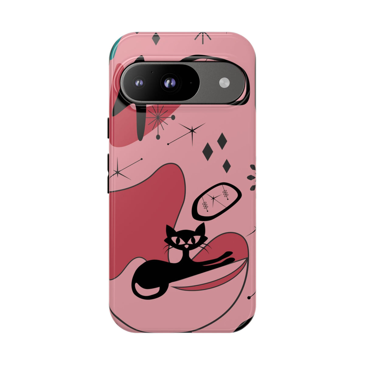 Atomic Cat, Pink Mid Century Modern, Egg Chair, Space Cat Tough Phone Case