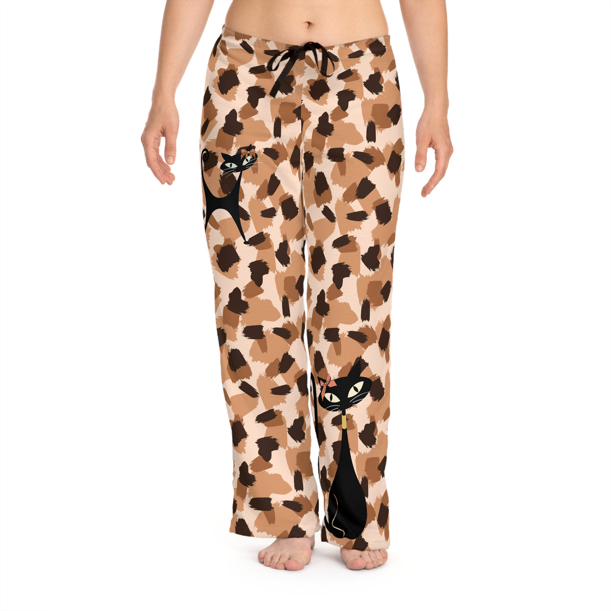 Atomic Cat Leopard Print, Boujee Wear Women's Pajama Pants - Mid Century Modern Gal