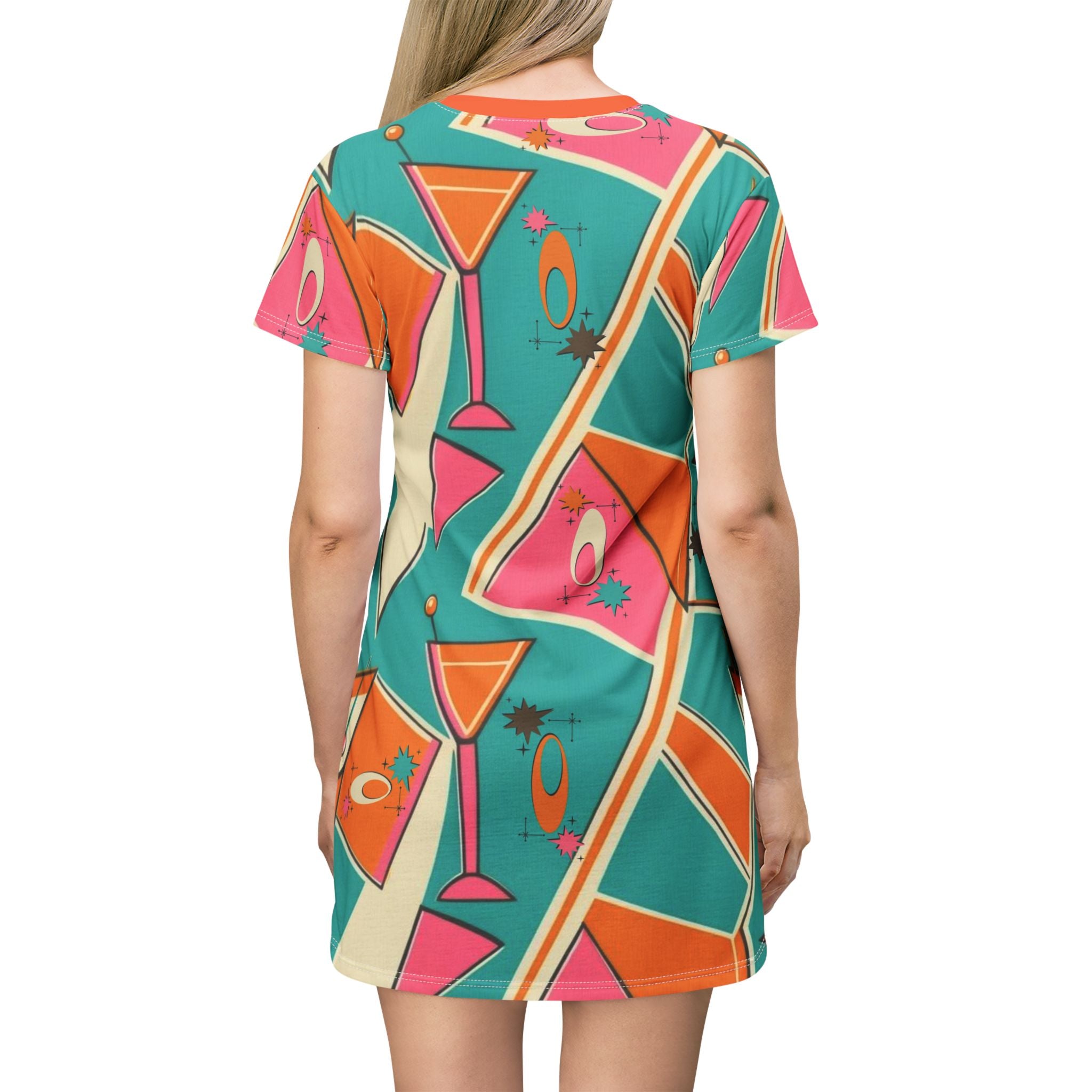 Retro Cocktail T-Shirt Dress - Fun Summer Retro Vibes - Mid Century Modern Gal