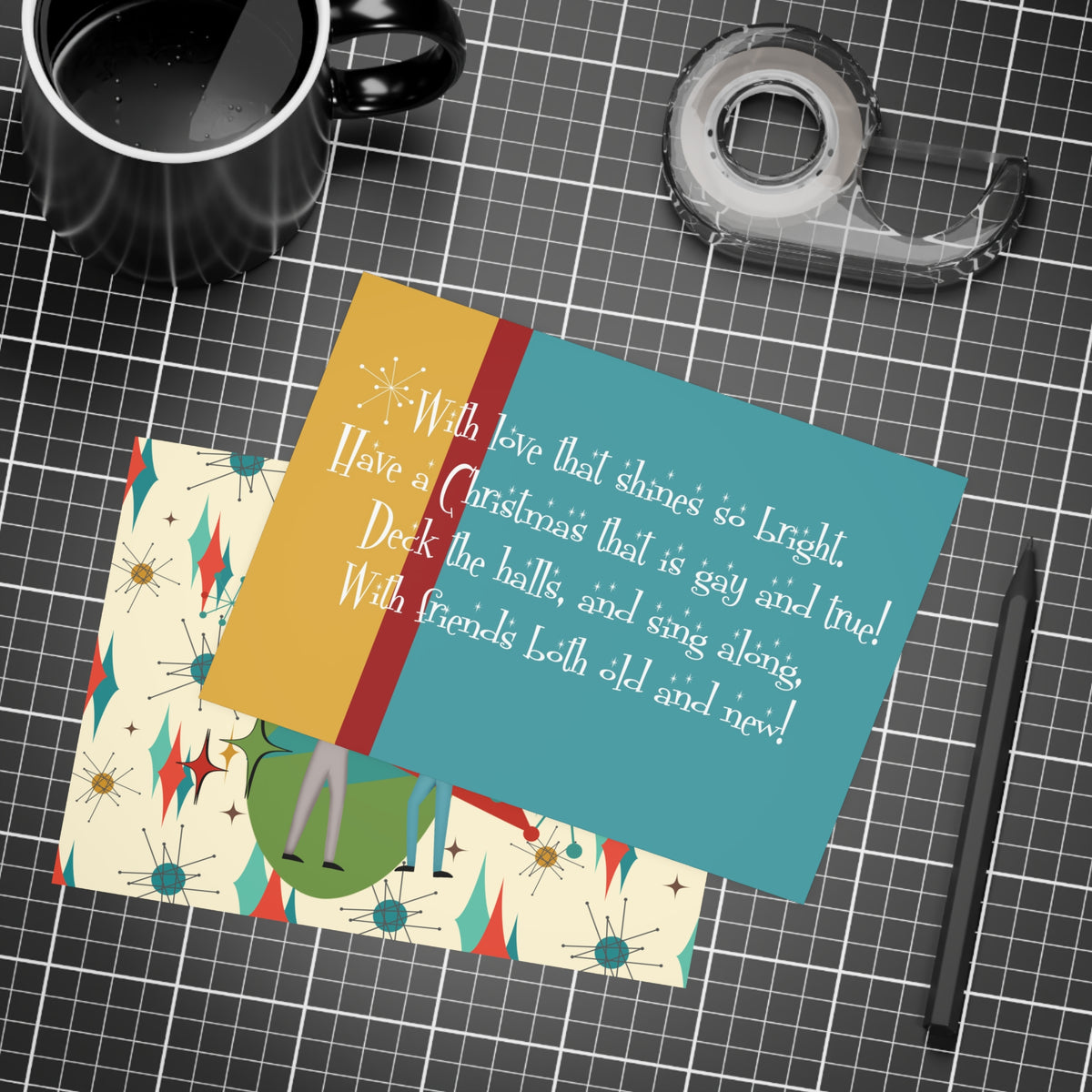 Gay Male Christmas Cards, Mid Century Modern Diamond Starburst Kitschy Fun Christmas Cards - Mid Century Modern Gal