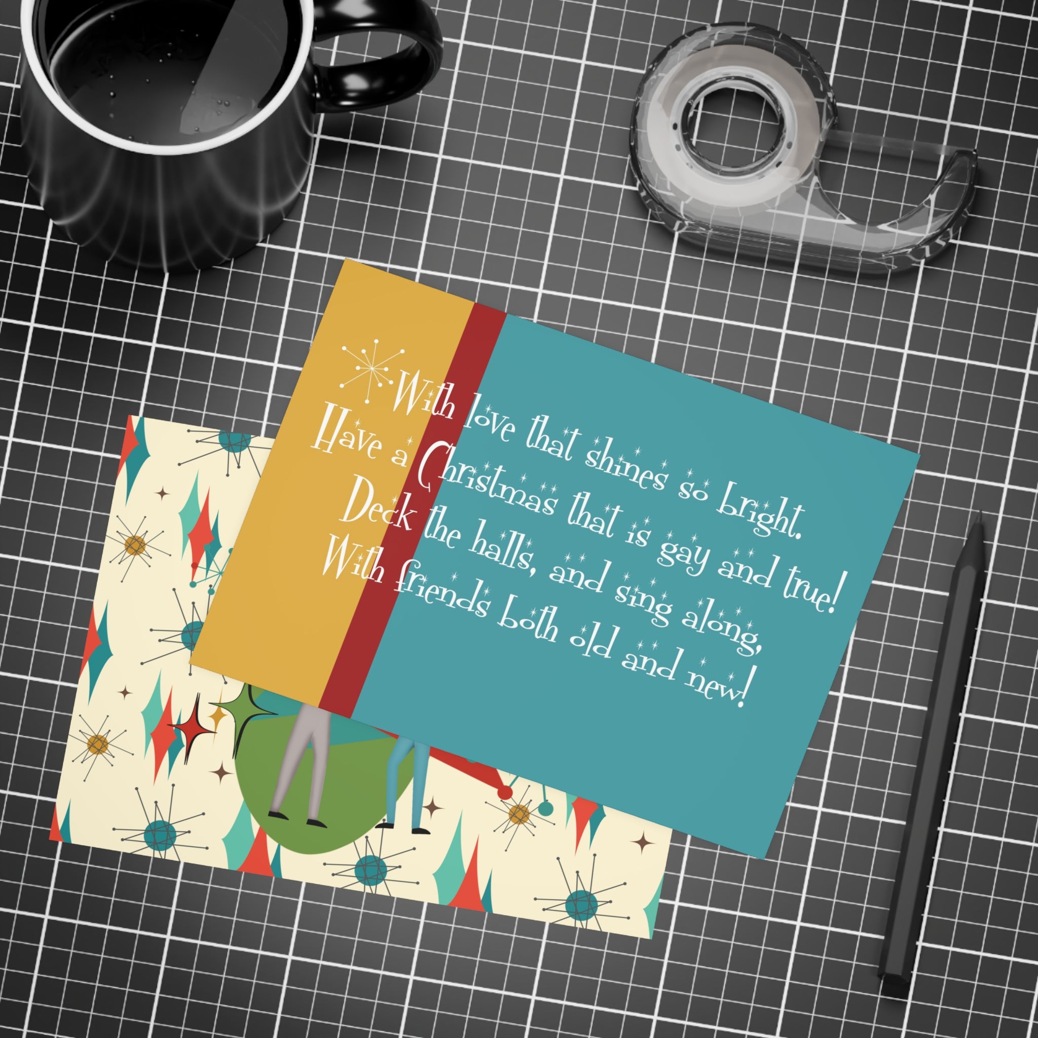 Gay Male Christmas Cards, Mid Century Modern Diamond Starburst Kitschy Fun Christmas Cards - Mid Century Modern Gal