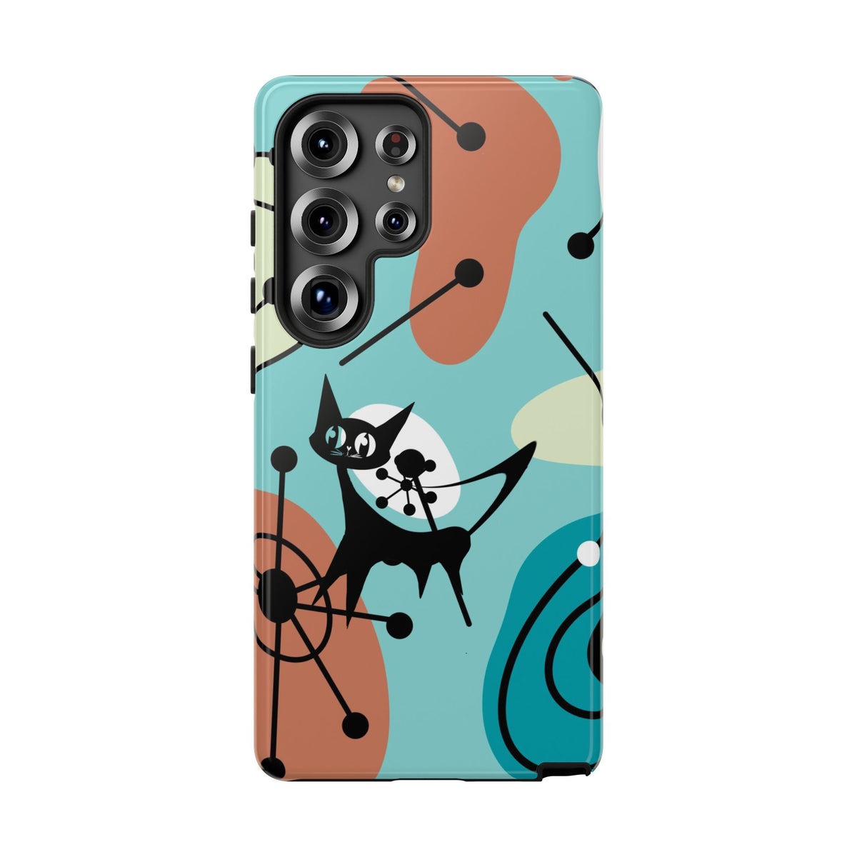Atomic Kittie, Mid Century Modern Geometric Amoeba Retro Smart PhoneTough Phone