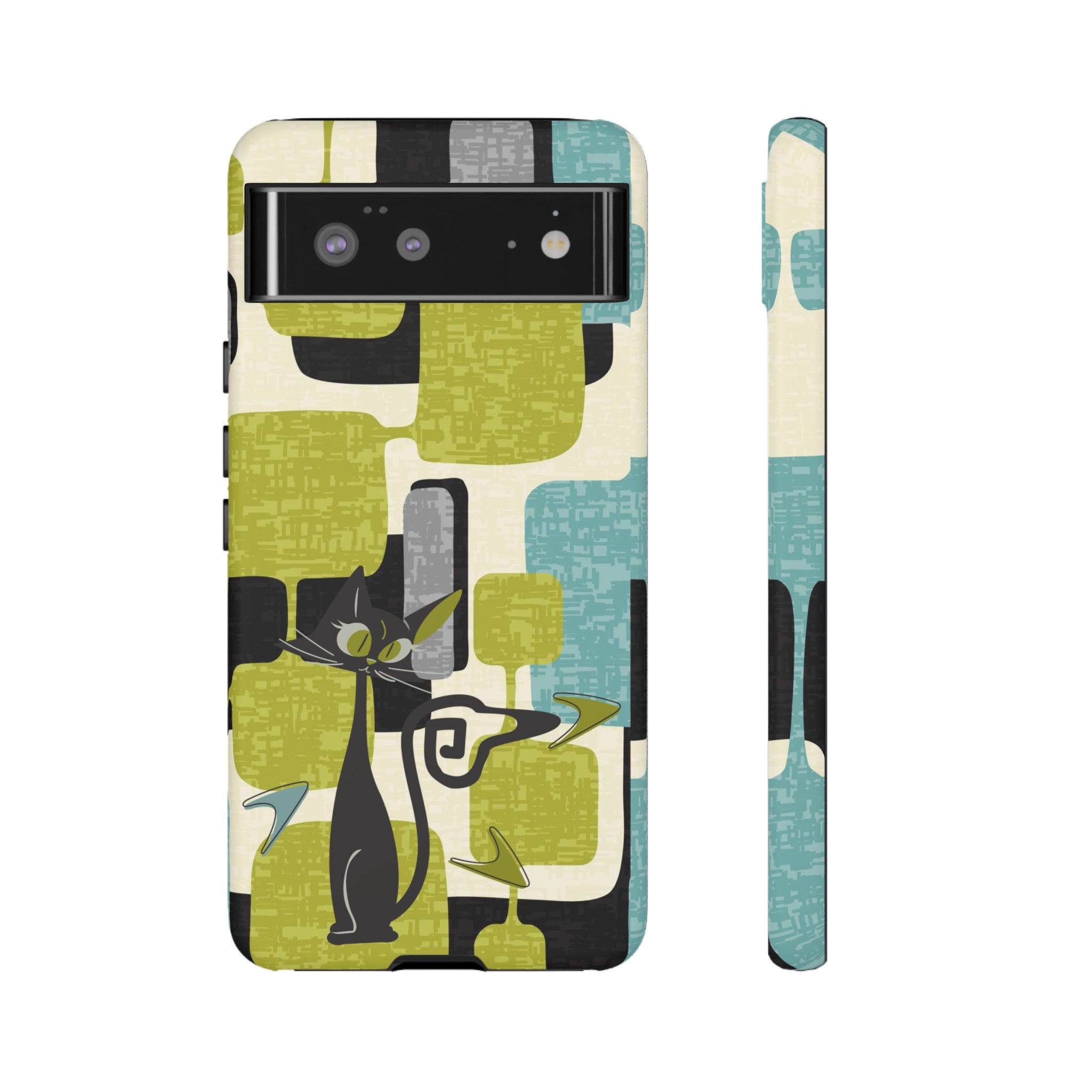 Mid Century Modern Geometric Kitschy Cat, Boomerang Retro Smart Phone Tough Cases