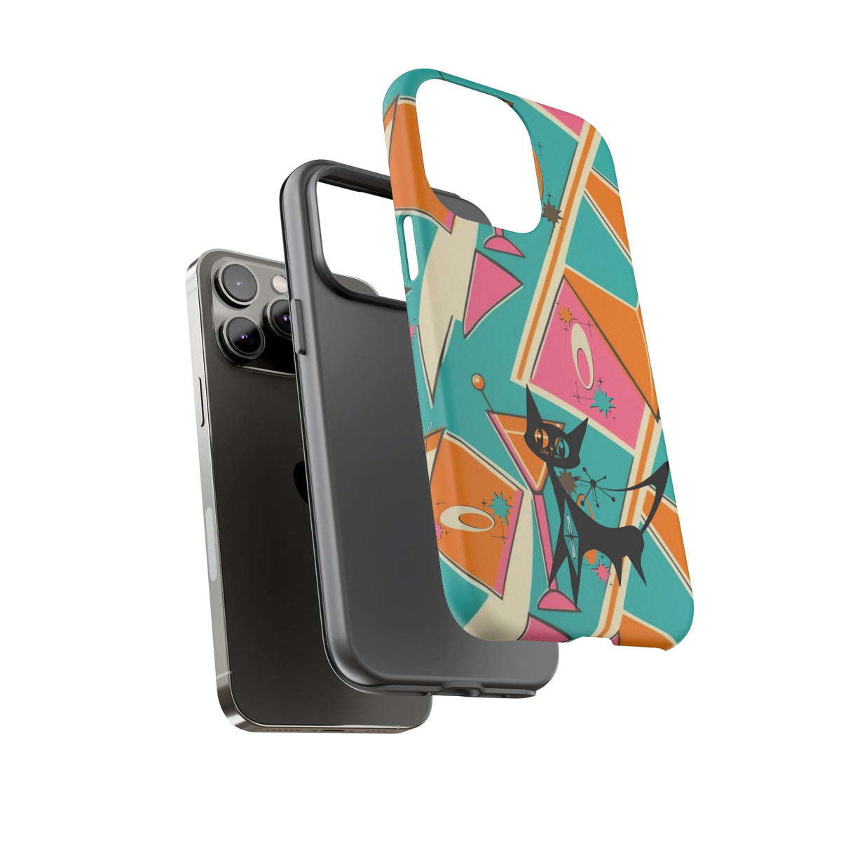Atomic Cat Mid Mod Retro Cat Phone Case - Tough Cases for Stylish Cat Lovers
