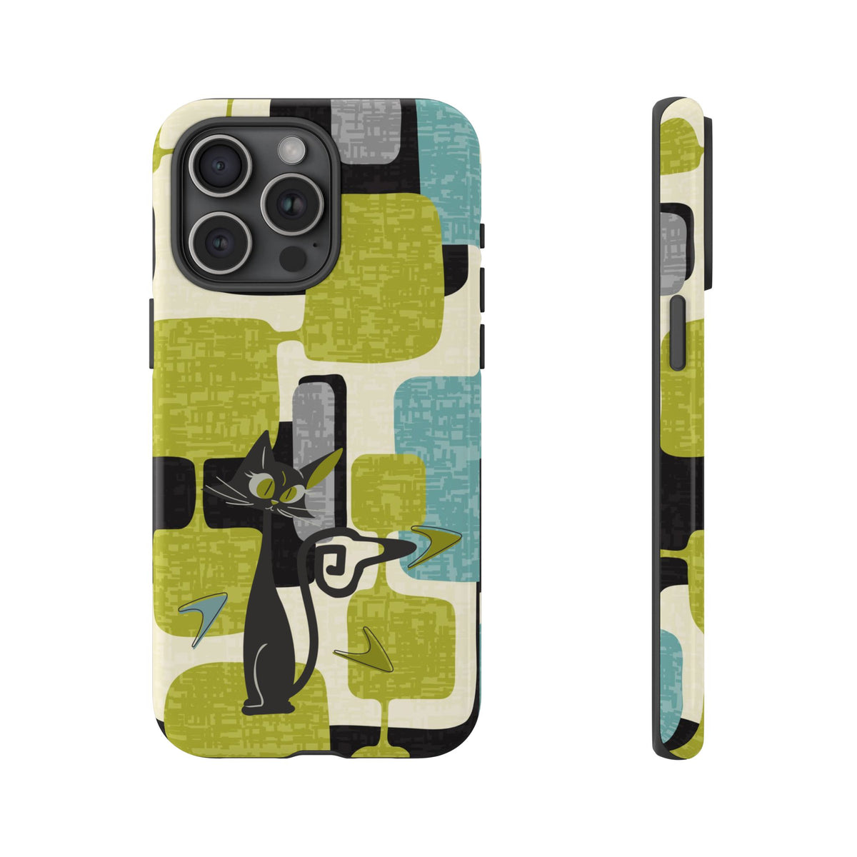Mid Century Modern Geometric Kitschy Cat, Boomerang Retro Smart Phone Tough Cases