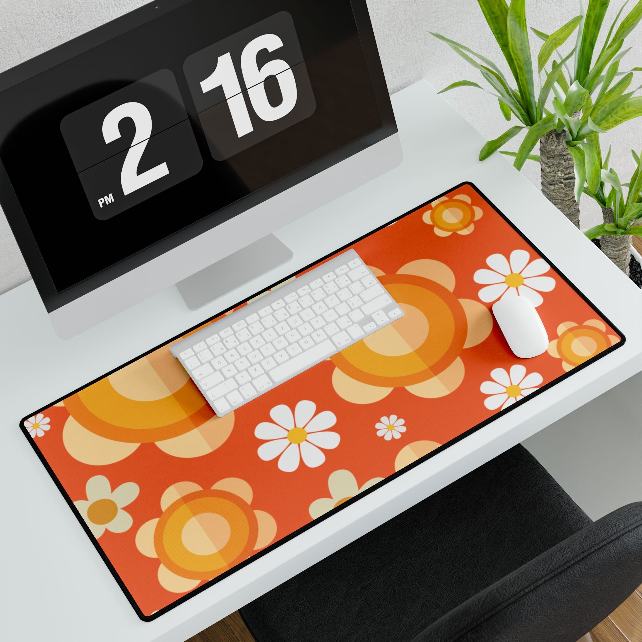 Retro Flower Power Groovy Desk Mat - Mid Century Modern Gal