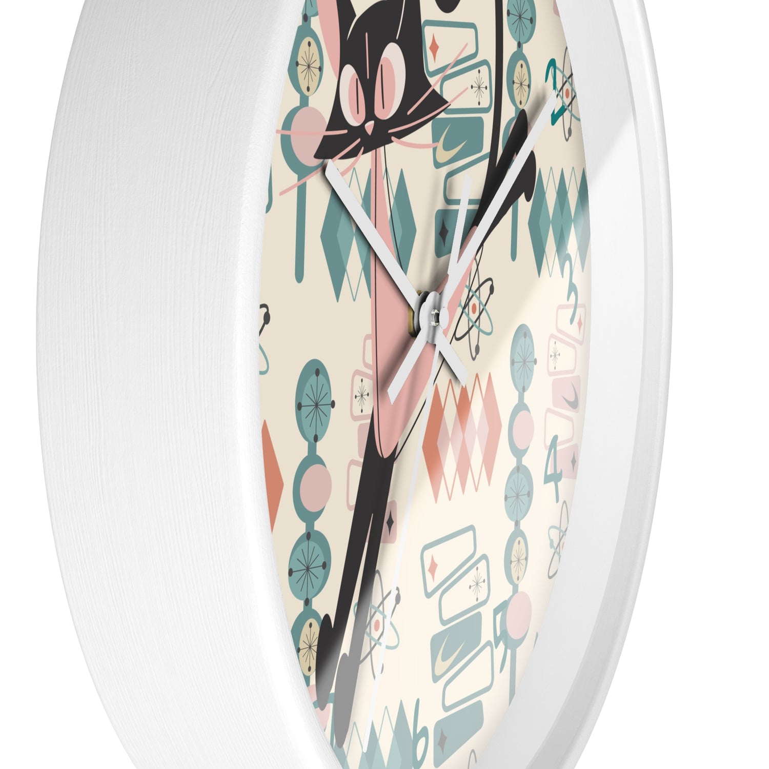 Atomic Cat Wall Clock, Mid Century Modern Kitschy Kitchen, Bedroom Livingroom Clocks - Mid Century Modern Gal