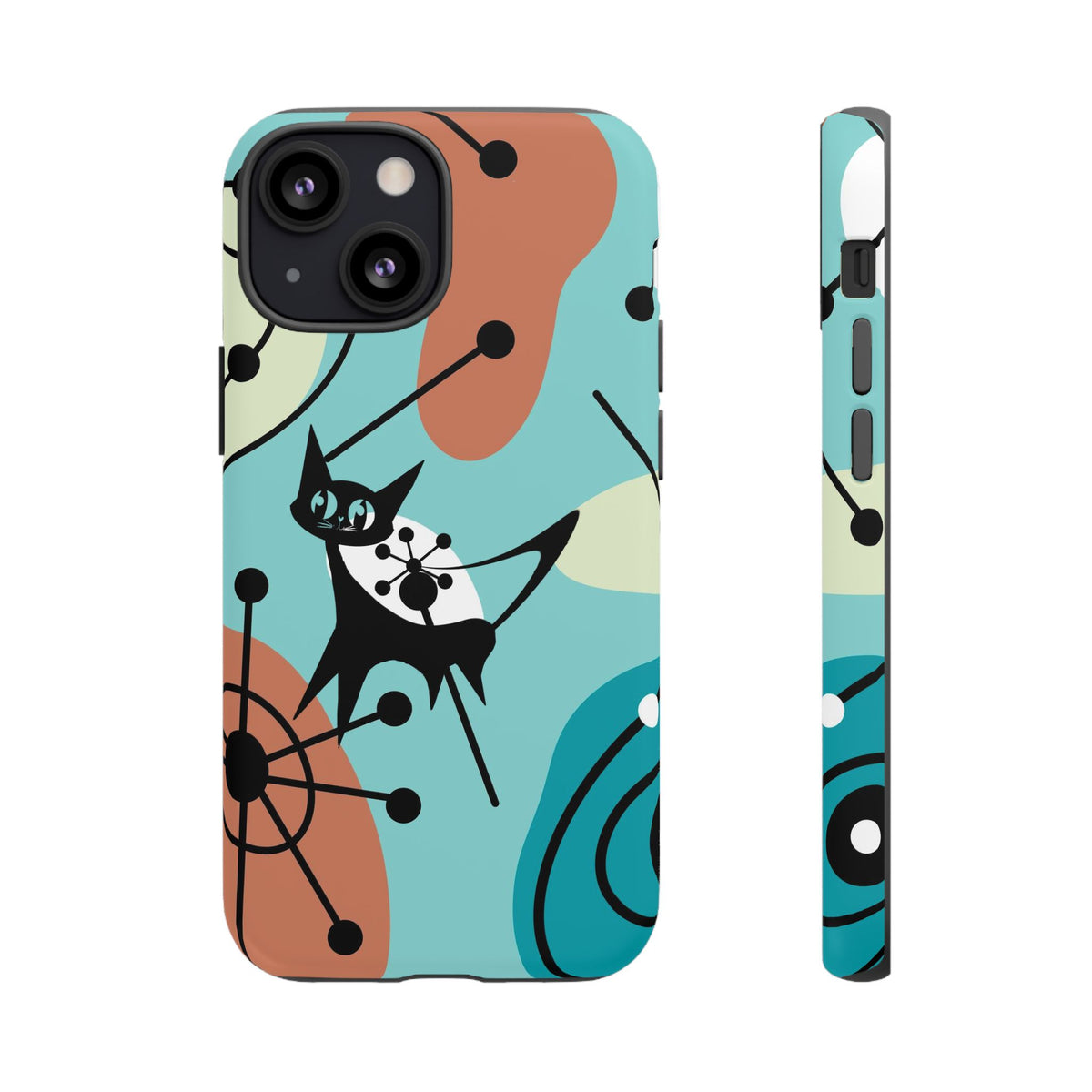 Atomic Kittie, Mid Century Modern Geometric Amoeba Retro Smart PhoneTough Phone