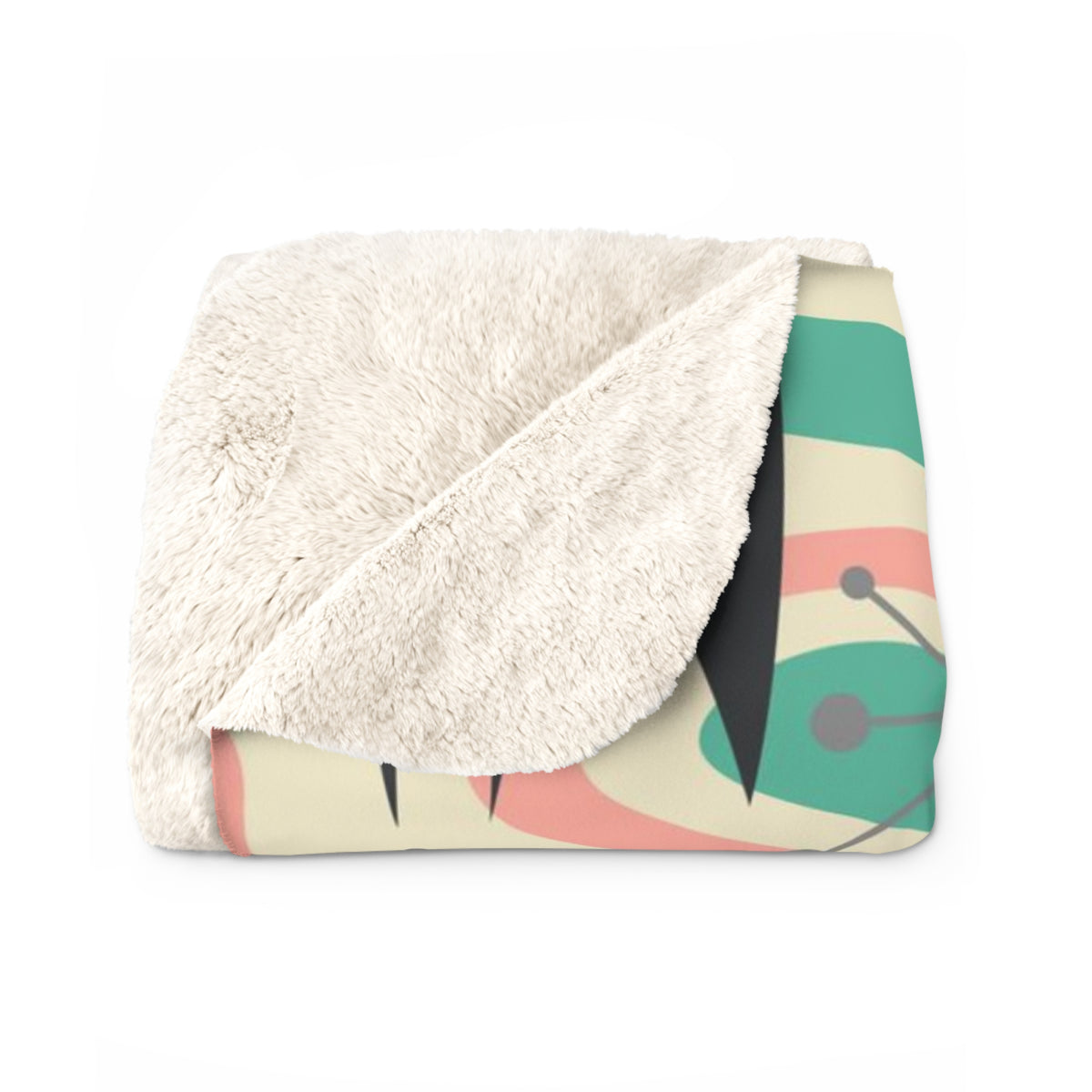 Atomic Home Living, Black Kitschy Cats, Cat Mom Mid Century Modern Designed Sherpa Fleece Blanket - Mid Century Modern Gal