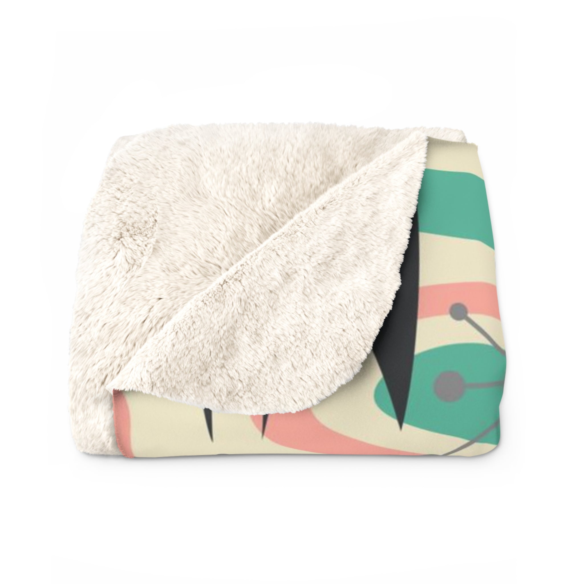 Atomic Home Living, Black Kitschy Cats, Cat Mom Mid Century Modern Designed Sherpa Fleece Blanket - Mid Century Modern Gal