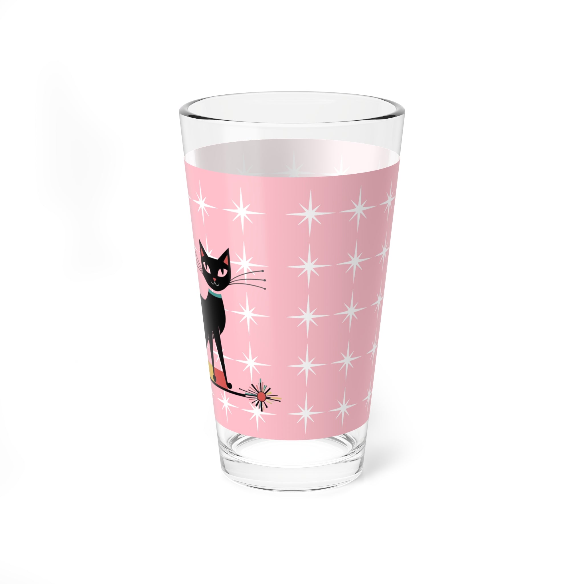 Atomic Cat Retro 50s Pink White Starburst Mid Century Modern Barware Vintage-Inspired Cat Glassware - Mid Century Modern Gal