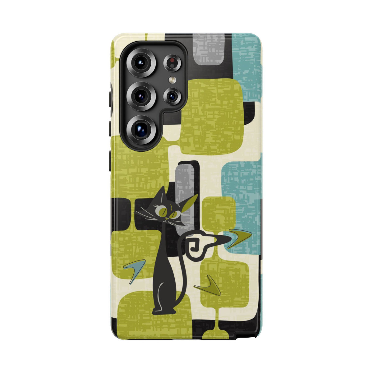Mid Century Modern Geometric Kitschy Cat, Boomerang Retro Smart Phone Tough Cases