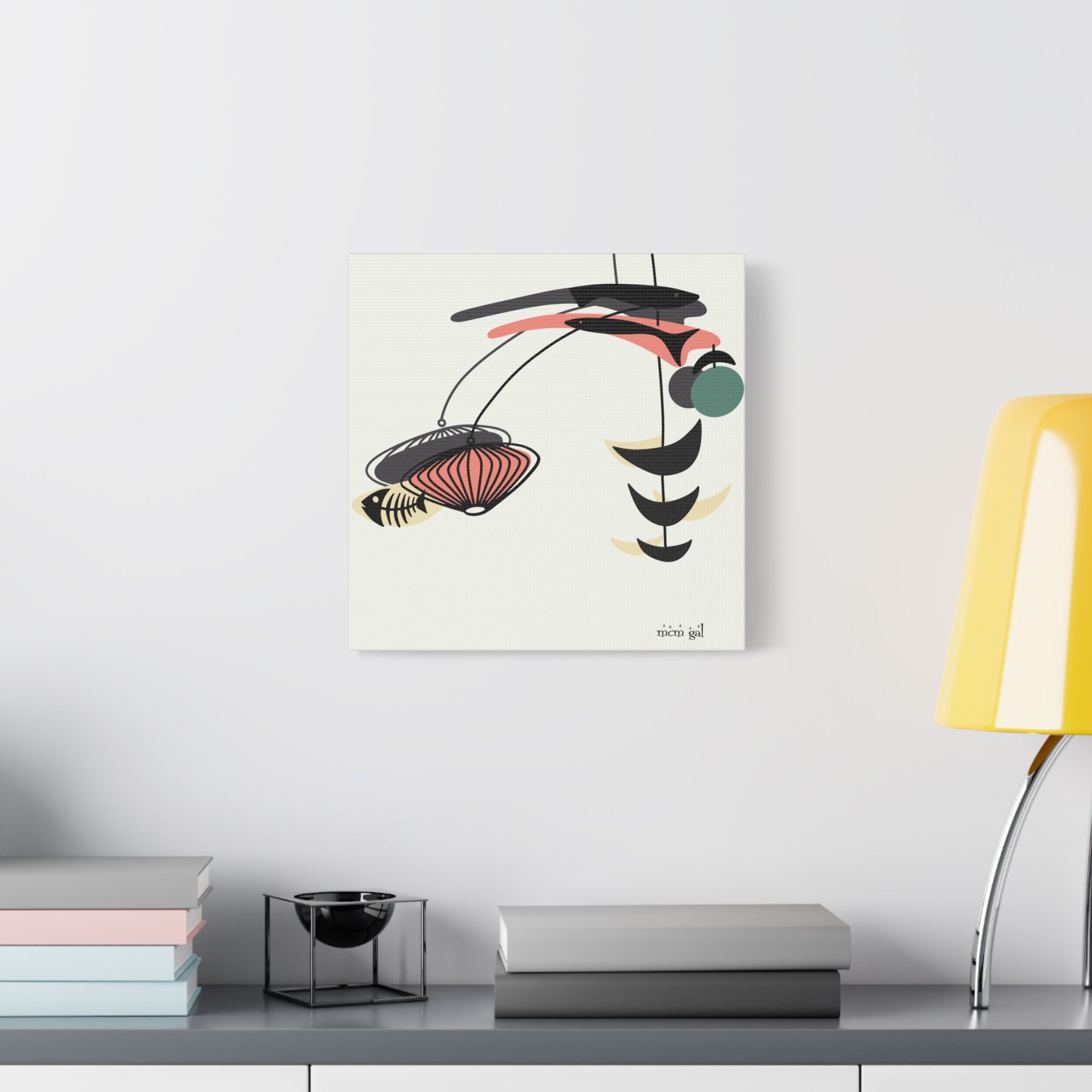 Mid Century Modern Fish Art, Modern Abstract Wall Art Canvas - Mid Century Modern Gal