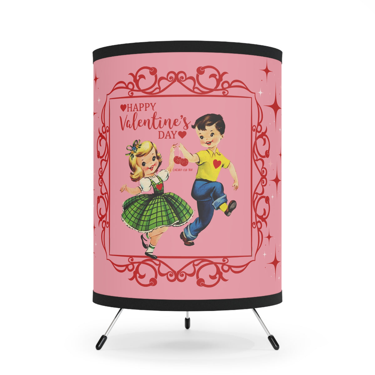 Vintage 50s Kitsch Valentine's Day Tripod Lamp - Retro Sweetheart Design - Mid Century Modern Gal