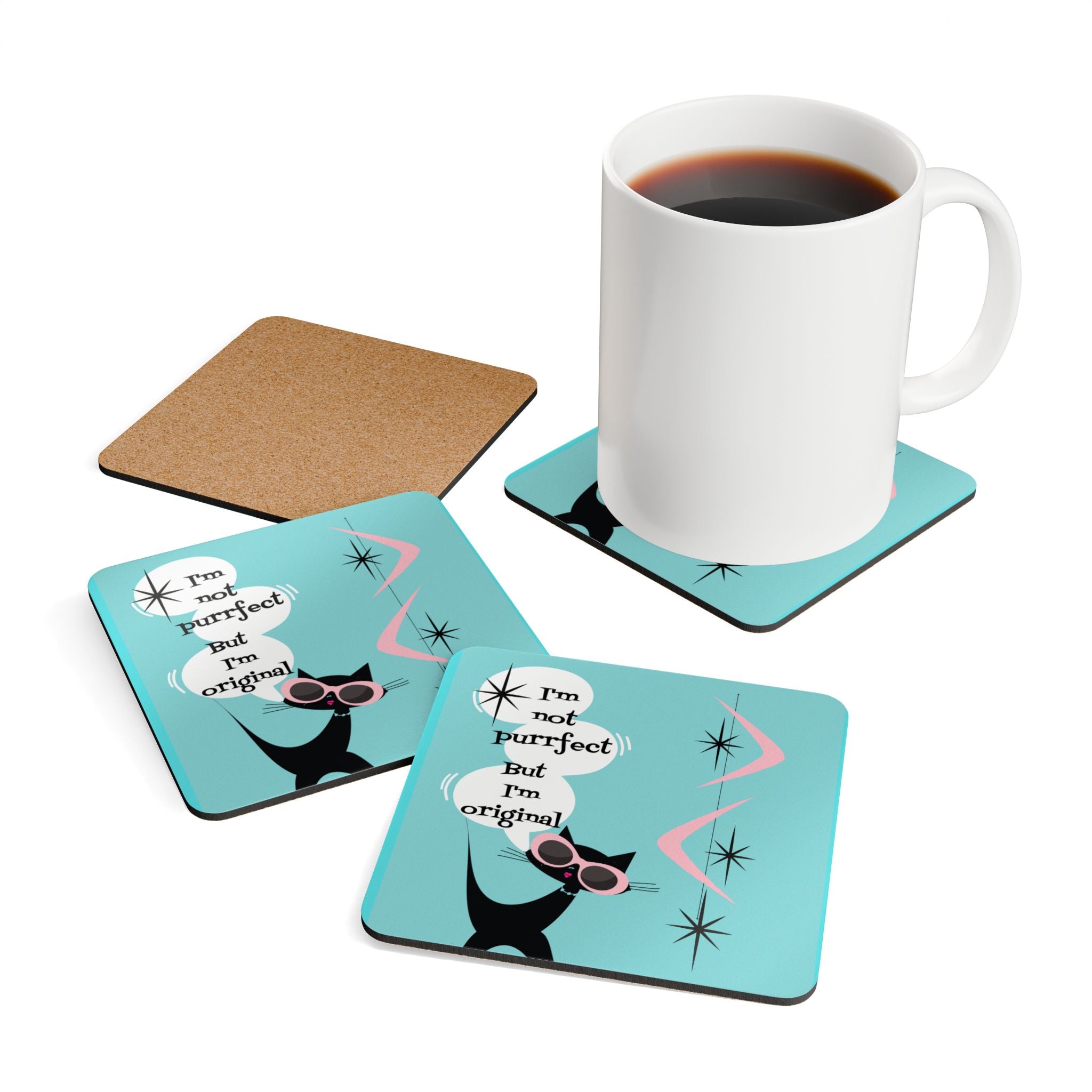 Atomic Cat Funny Retro Turquoise Blue I&