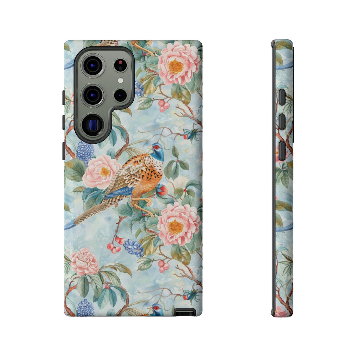 Chinoiserie Designed Floral Pheasant Phone Case with Bird Design