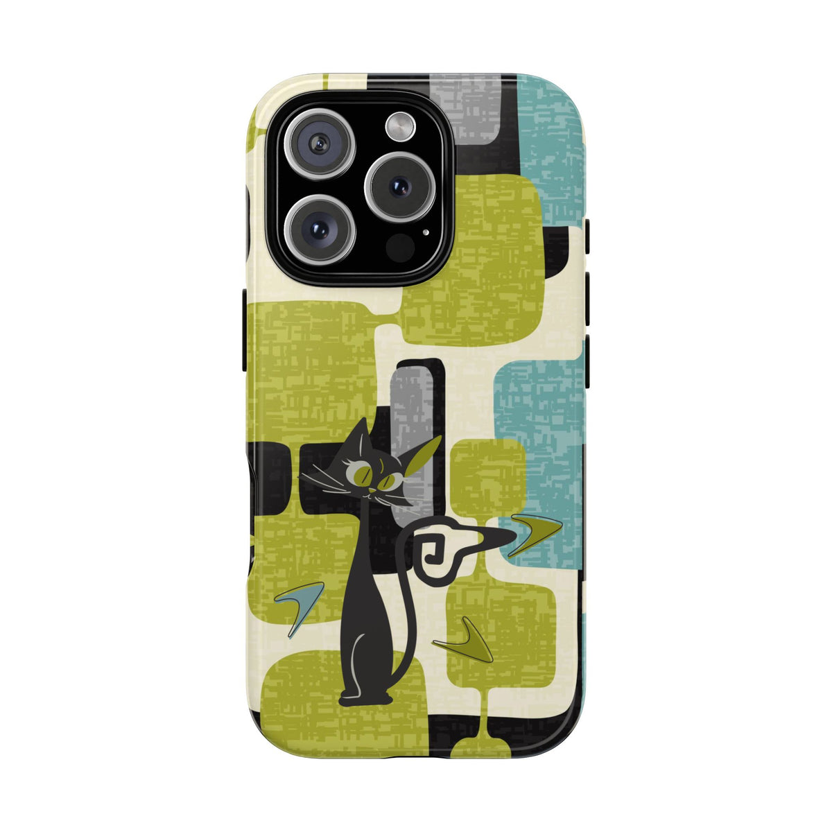Mid Century Modern Geometric Kitschy Cat, Boomerang Retro Smart Phone Tough Cases