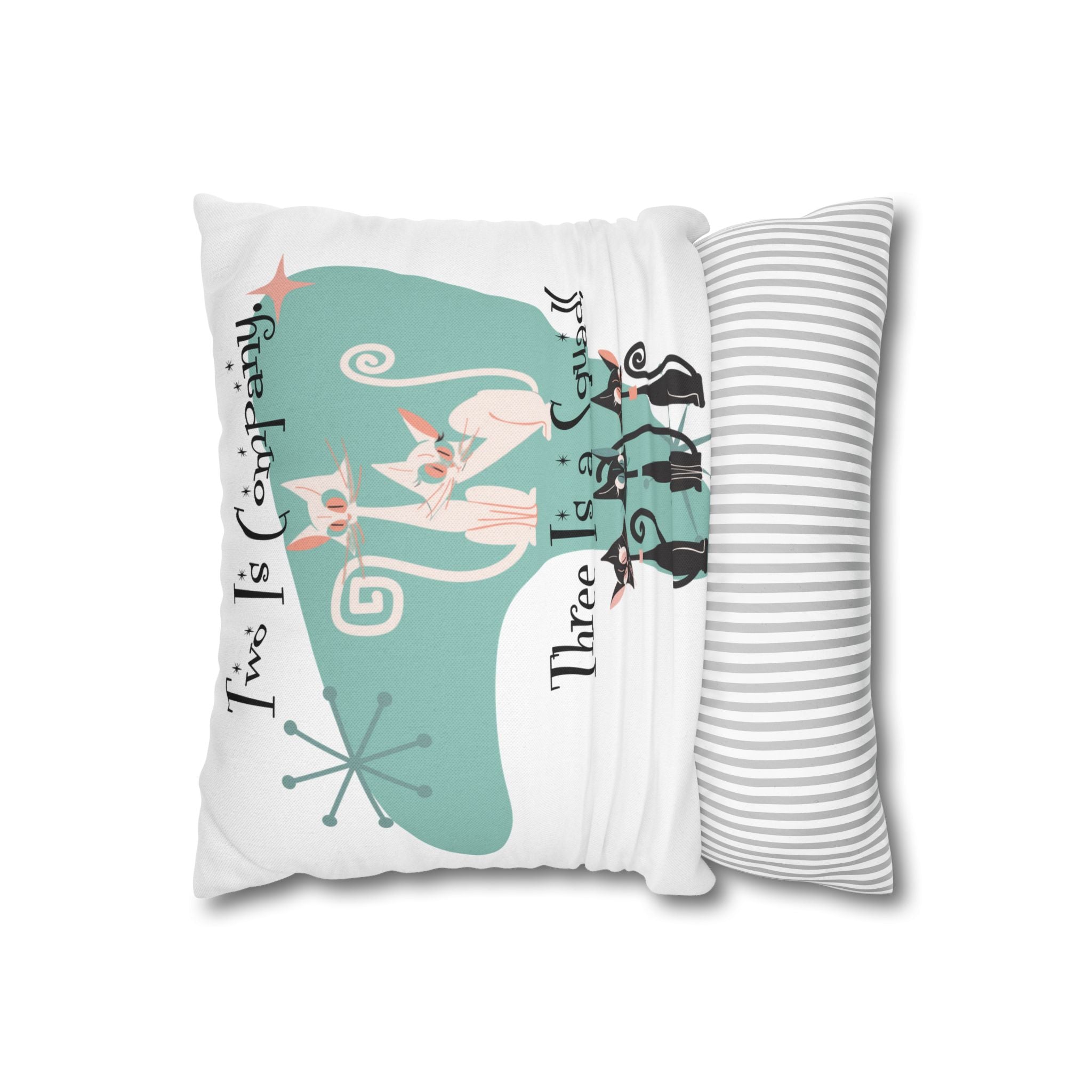 Atomic Kitschy Cats, Mid Mod Boomerang Family Co-worker Bestie Gifts Pillow Cover - Mid Century Modern Gal