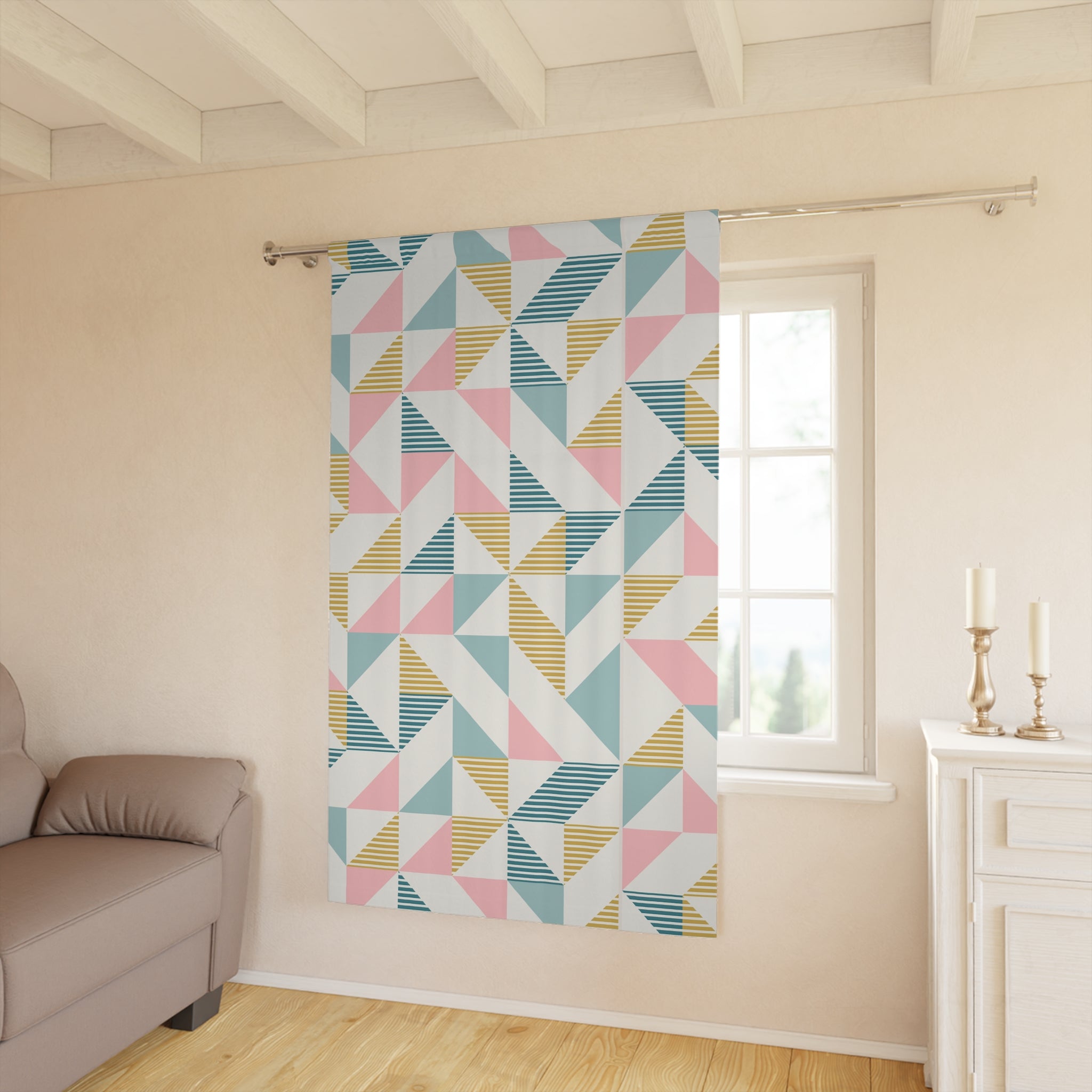 Mid Century Modern Geometric Window Curtain – Stylish Home Decor Piece - Mid Century Modern Gal