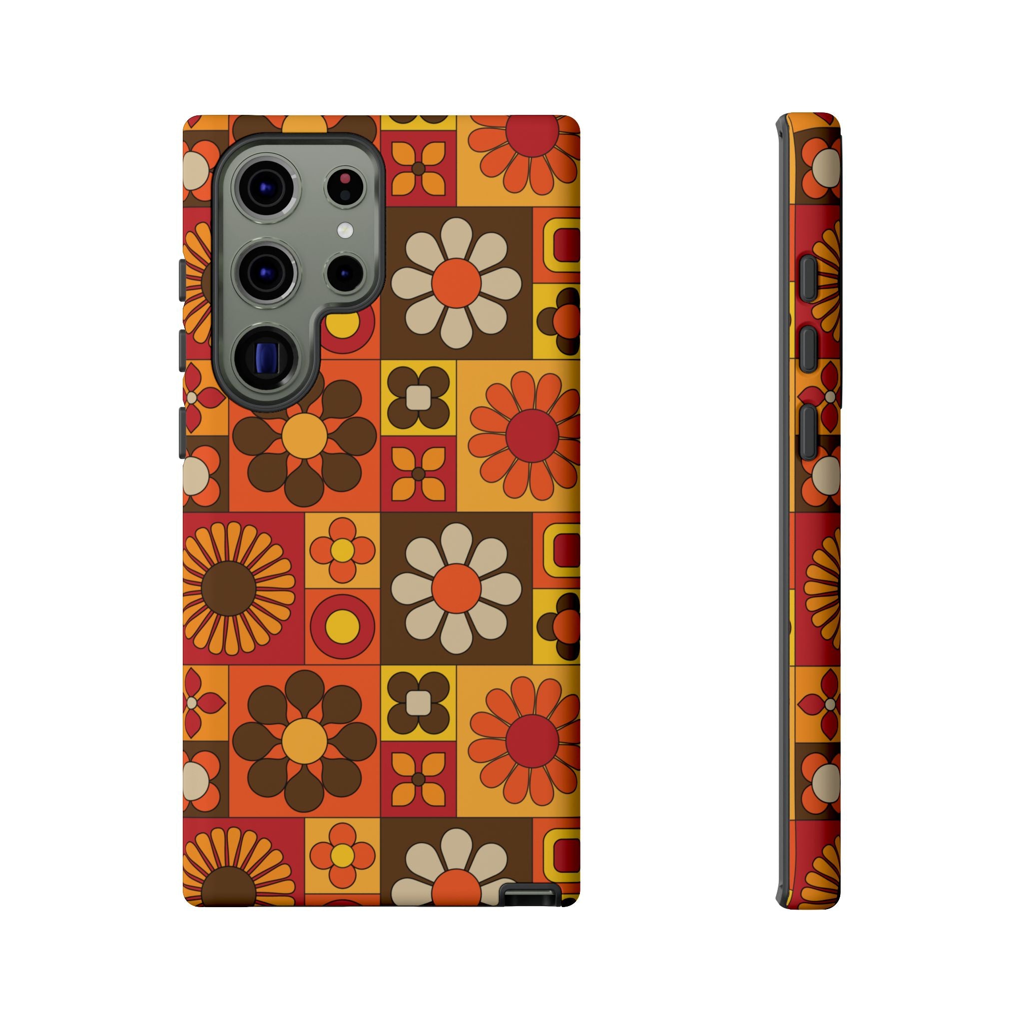 Retro 70s Mid Mod Floral Phone Case | Tough Cases for Flower Lovers - Mid Century Modern Gal