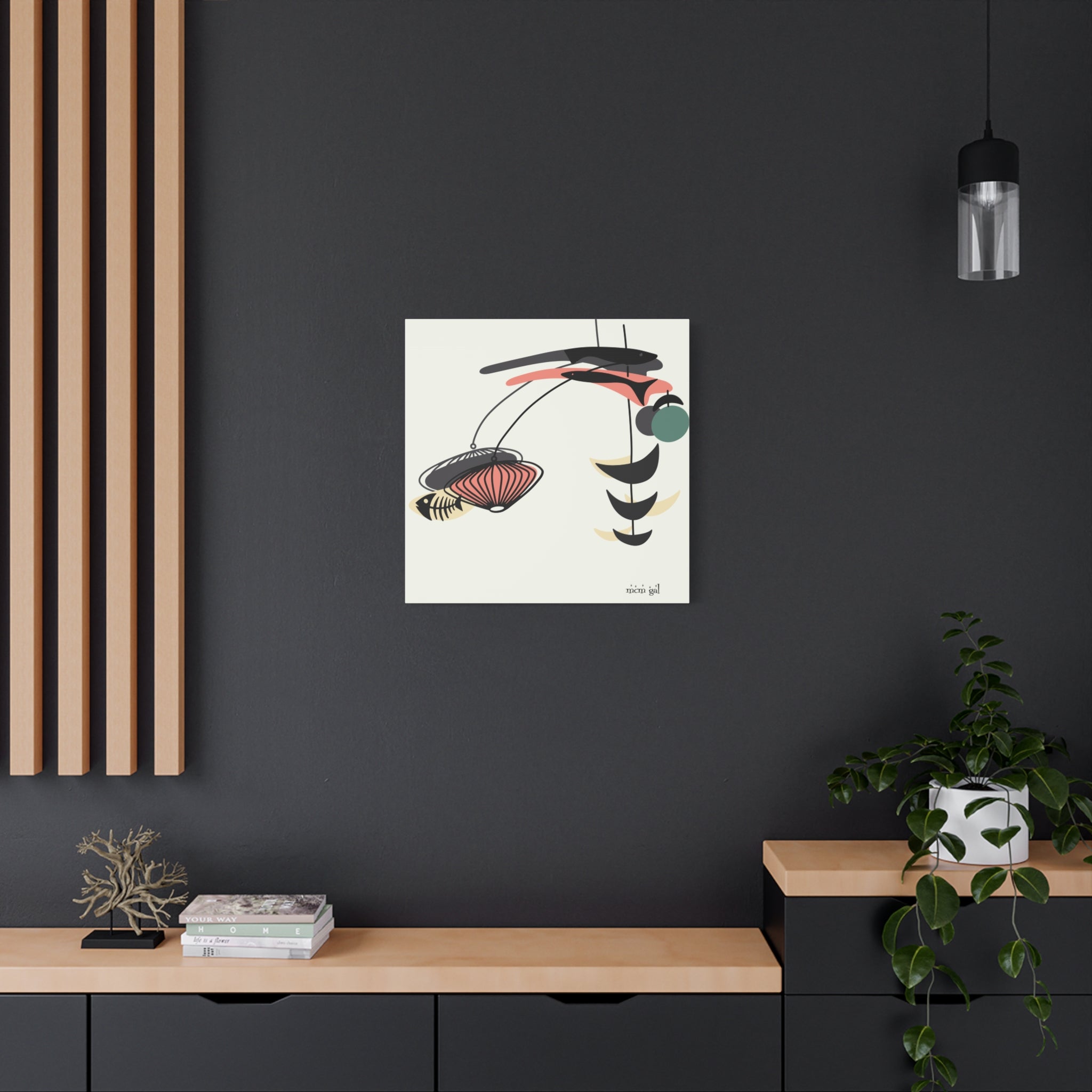 Mid Century Modern Fish Art, Modern Abstract Wall Art Canvas - Mid Century Modern Gal