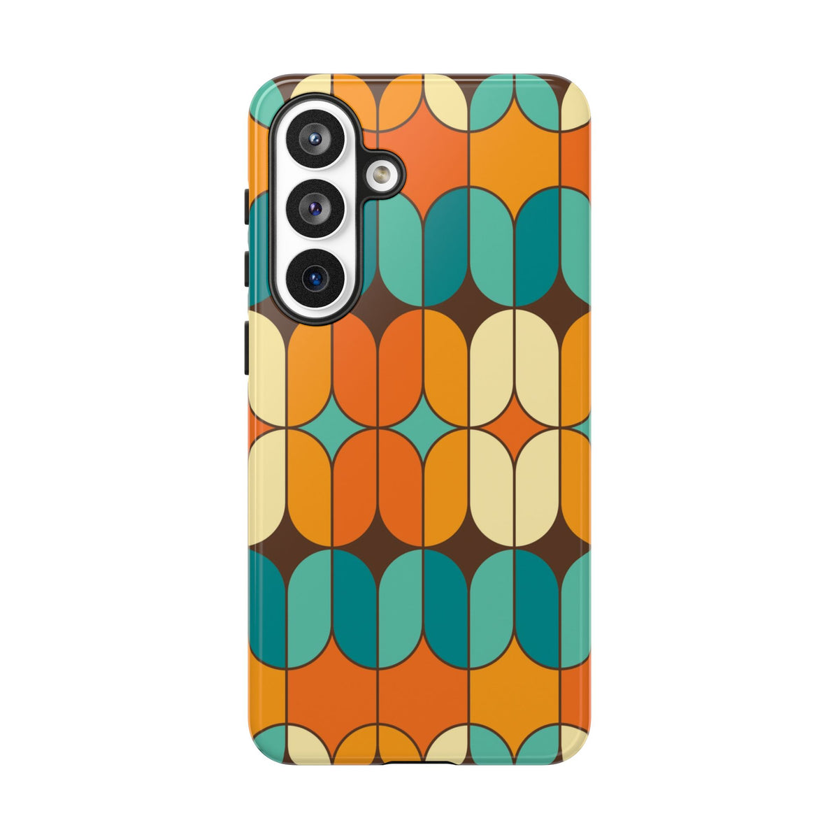 Mid Century Modern Orange, Teal Geometric Mod Designed Tough Phone Case
