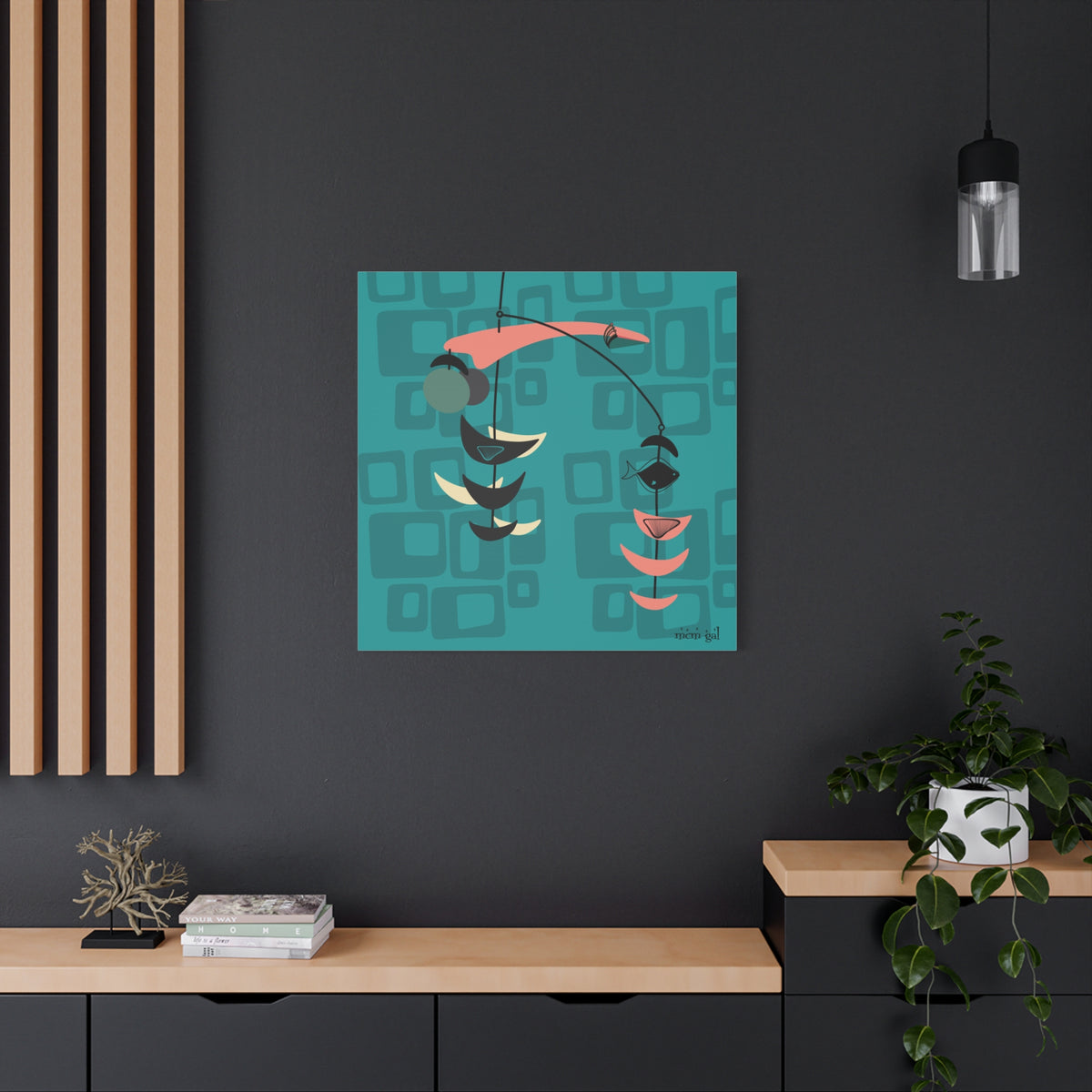 Mid Century Modern Fish Art Modern Abstract Wall Art Canvas - Stylish Home Decor for Contemporary Spaces - Mid Century Modern Gal