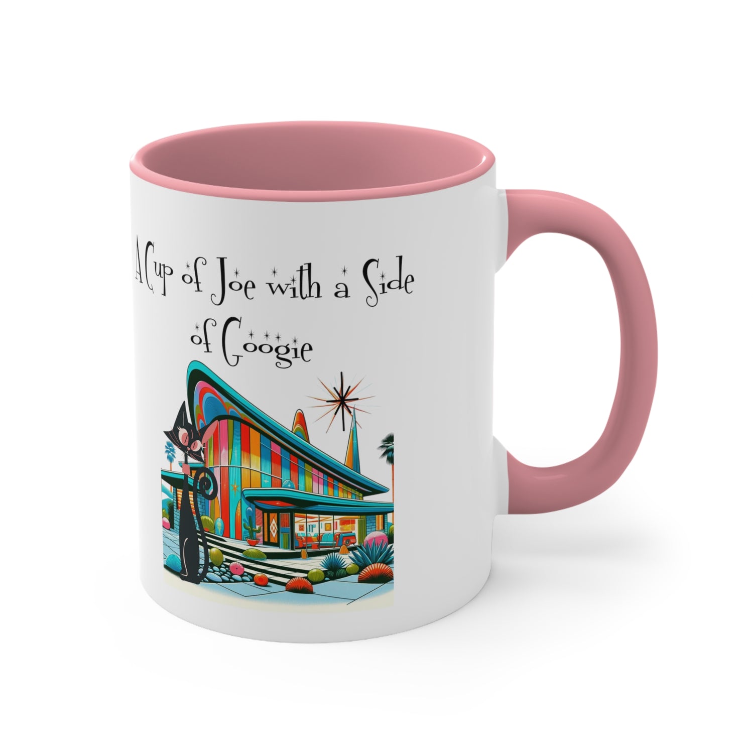Mid Century Modern Drinkware, Atomic Cat Coffee Mug, Googie Designed, Mid Mod Coffee Lover Gifts - Mid Century Modern Gal