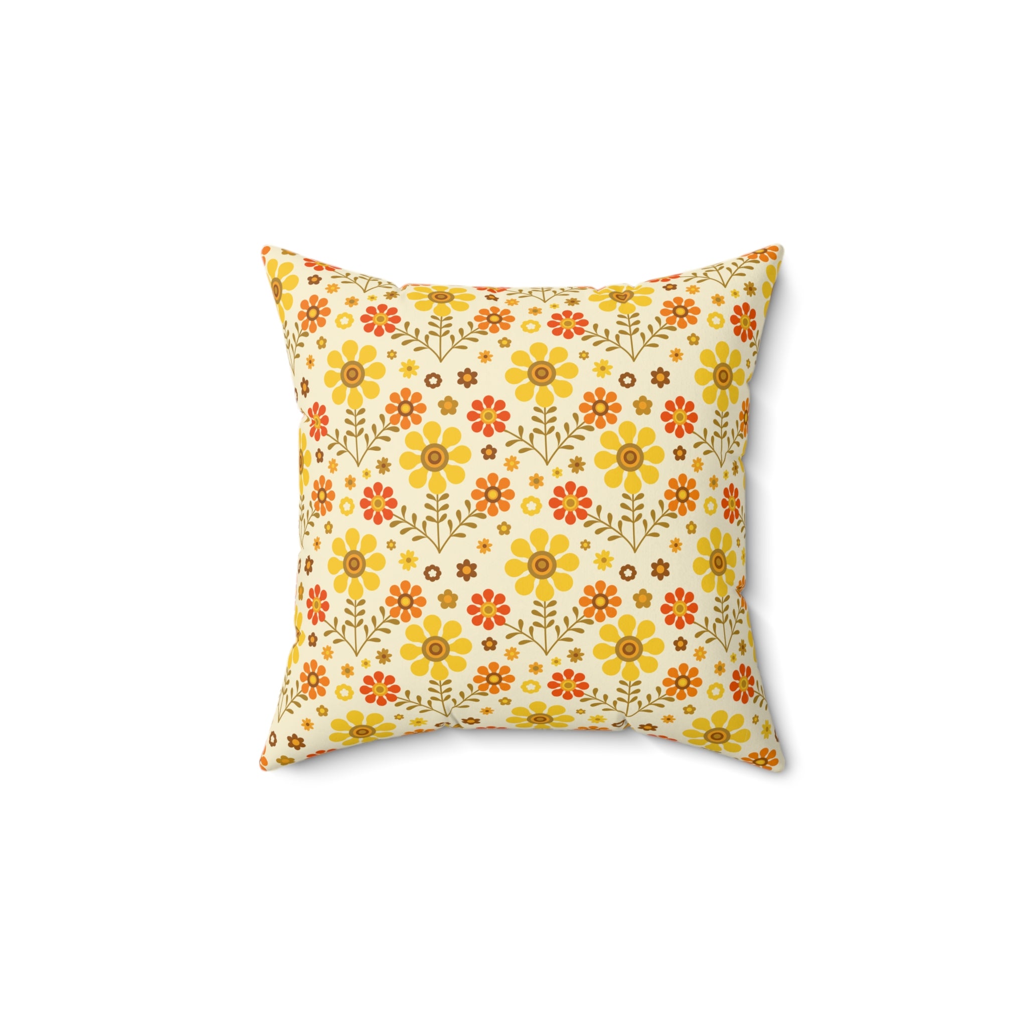 70s Mod Daisy Floral Retro Orange, Yellow Groovy Pillow Cover And Insert - Mid Century Modern Gal