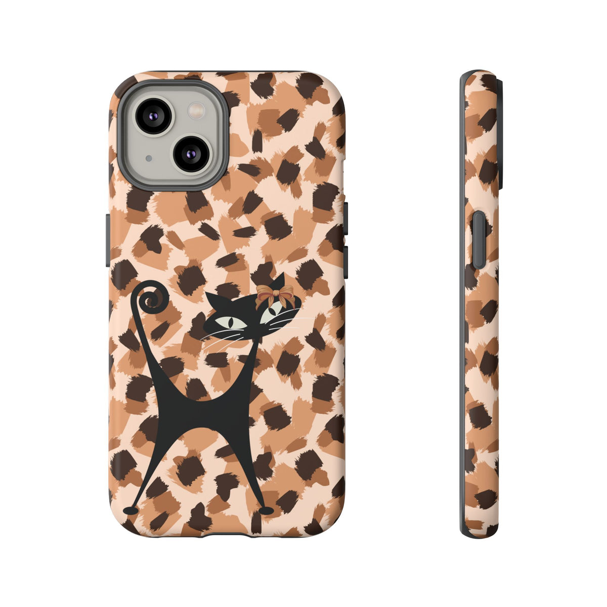 Mid Century Modern Atomic Cat, Animal Print Kitschy Trendy Smart Phone Tough Cases - Mid Century Modern Gal