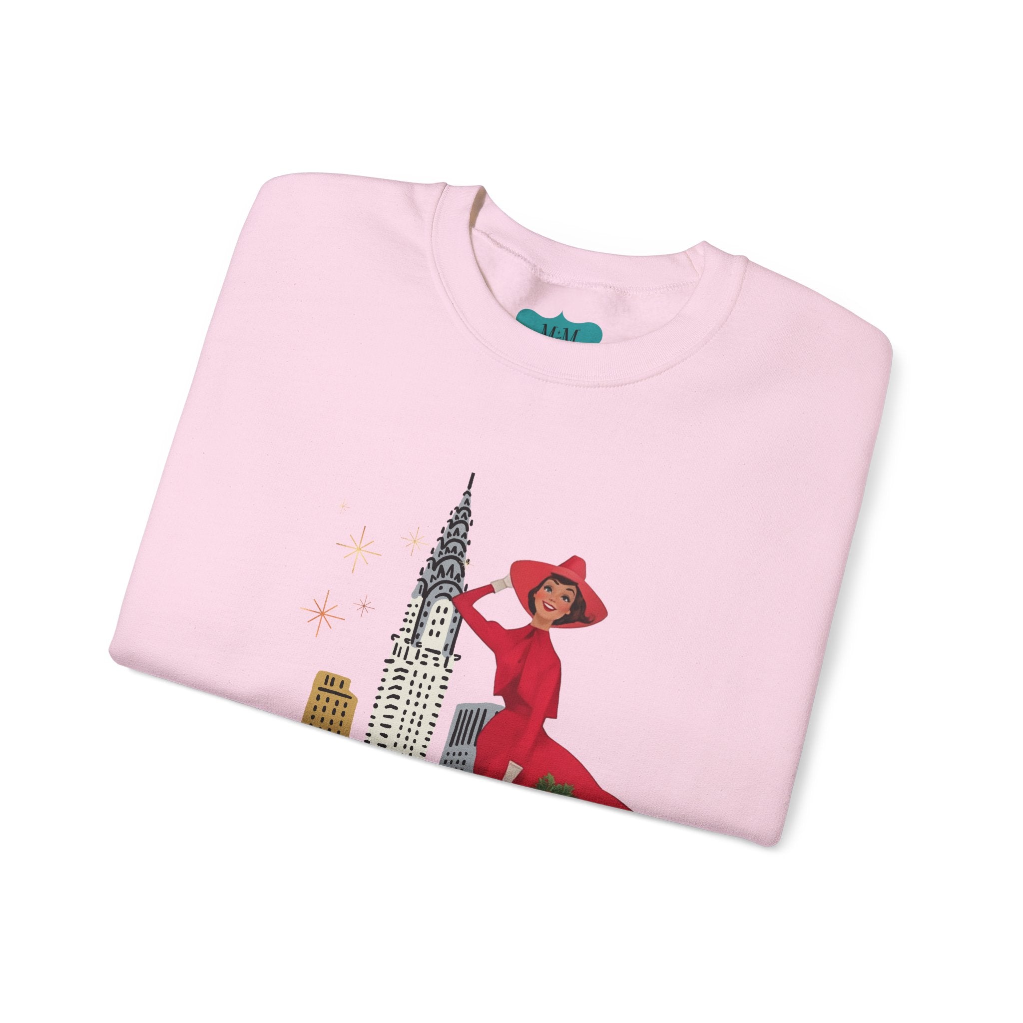 Mid Century Modern Christmas Kitsch Vintage New York City Graphic Crewneck Sweatshirt - Mid Century Modern Gal