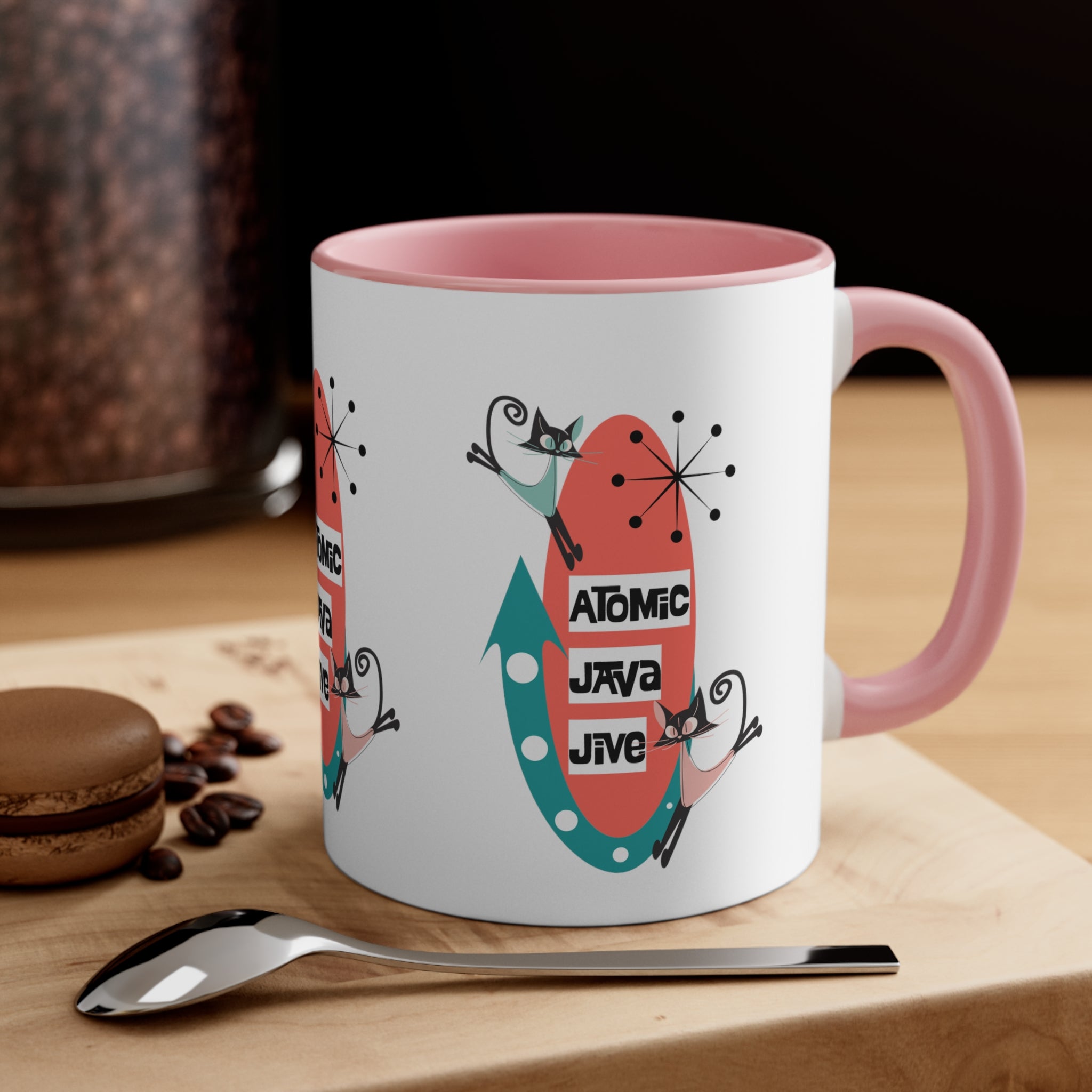 Atomic Cat, Mid Century Modern Coffee Mug For Coffee Lover, Atomic Java Jive, Kitschy Fun Gifts For Co-worker, Mom, Bestie - Mid Century Modern Gal