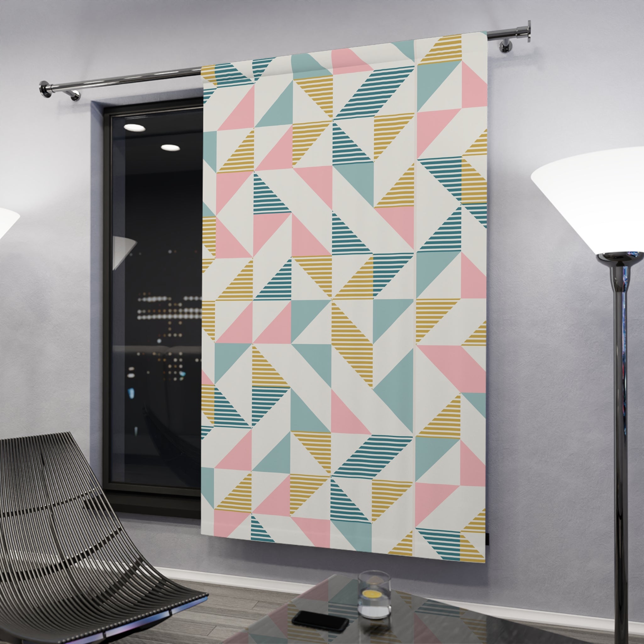 Mid Century Modern Geometric Window Curtain – Stylish Home Decor Piece - Mid Century Modern Gal