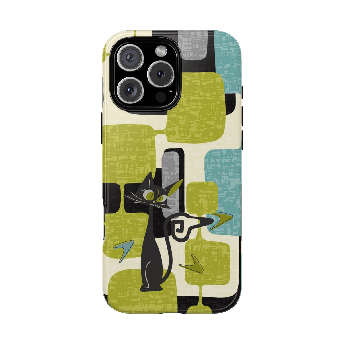 Mid Century Modern Geometric Kitschy Cat, Boomerang Retro Smart Phone Tough Cases