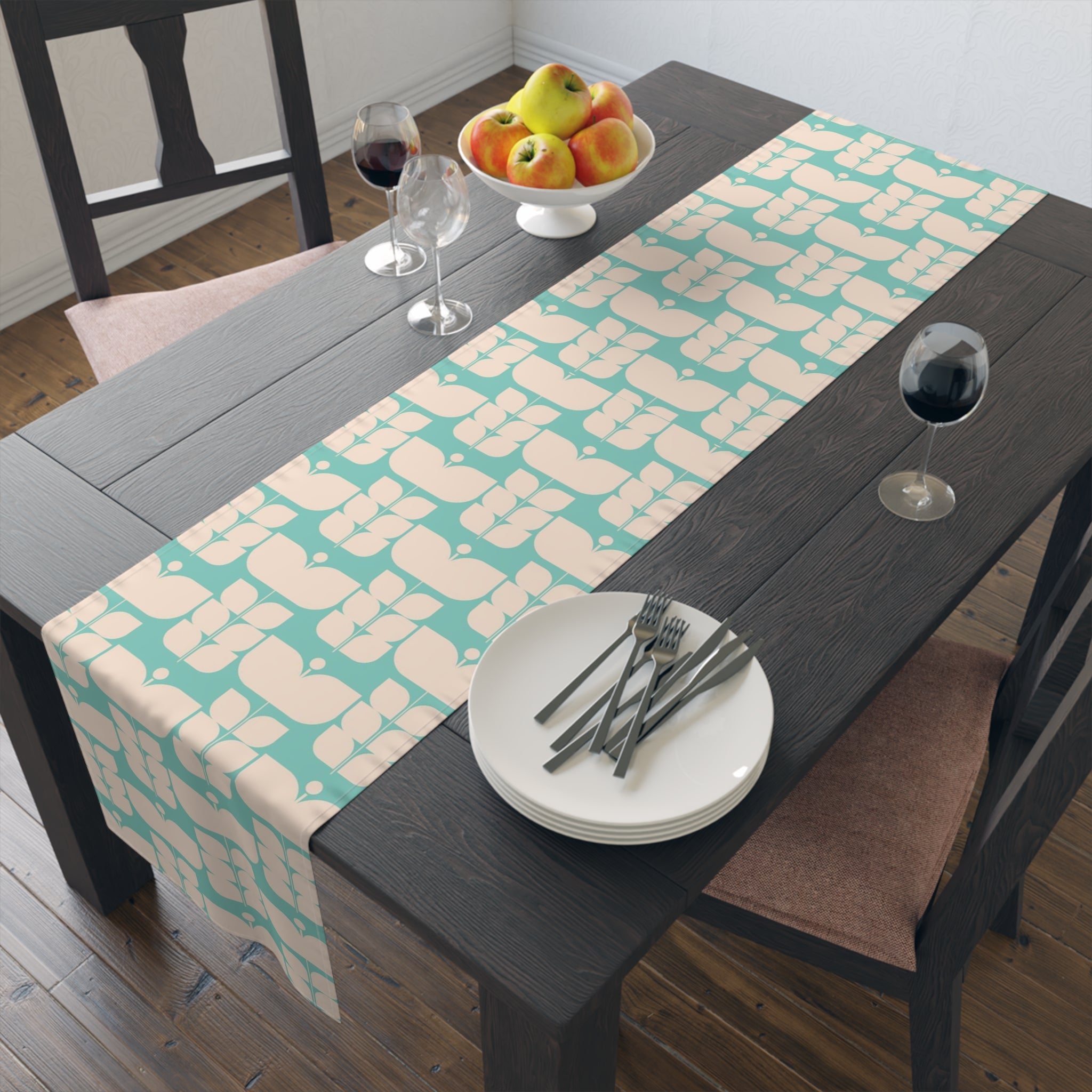 Mid Century Modern Scandi Designed Moder Danish Retro Flower Table Runner - Mid Century Modern Gal