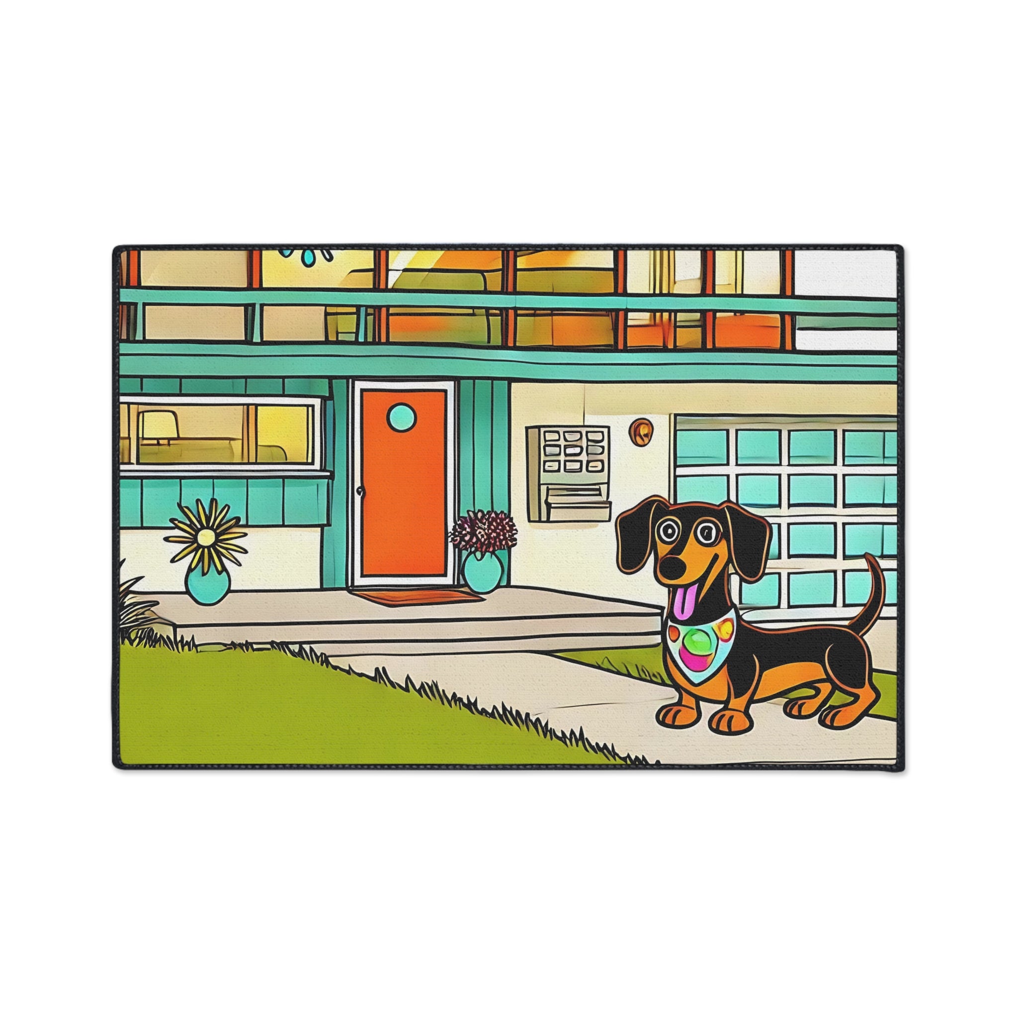 Dachshund Art Heavy Duty Floor Mat - Perfect for Dog Lovers - Mid Century Modern Gal