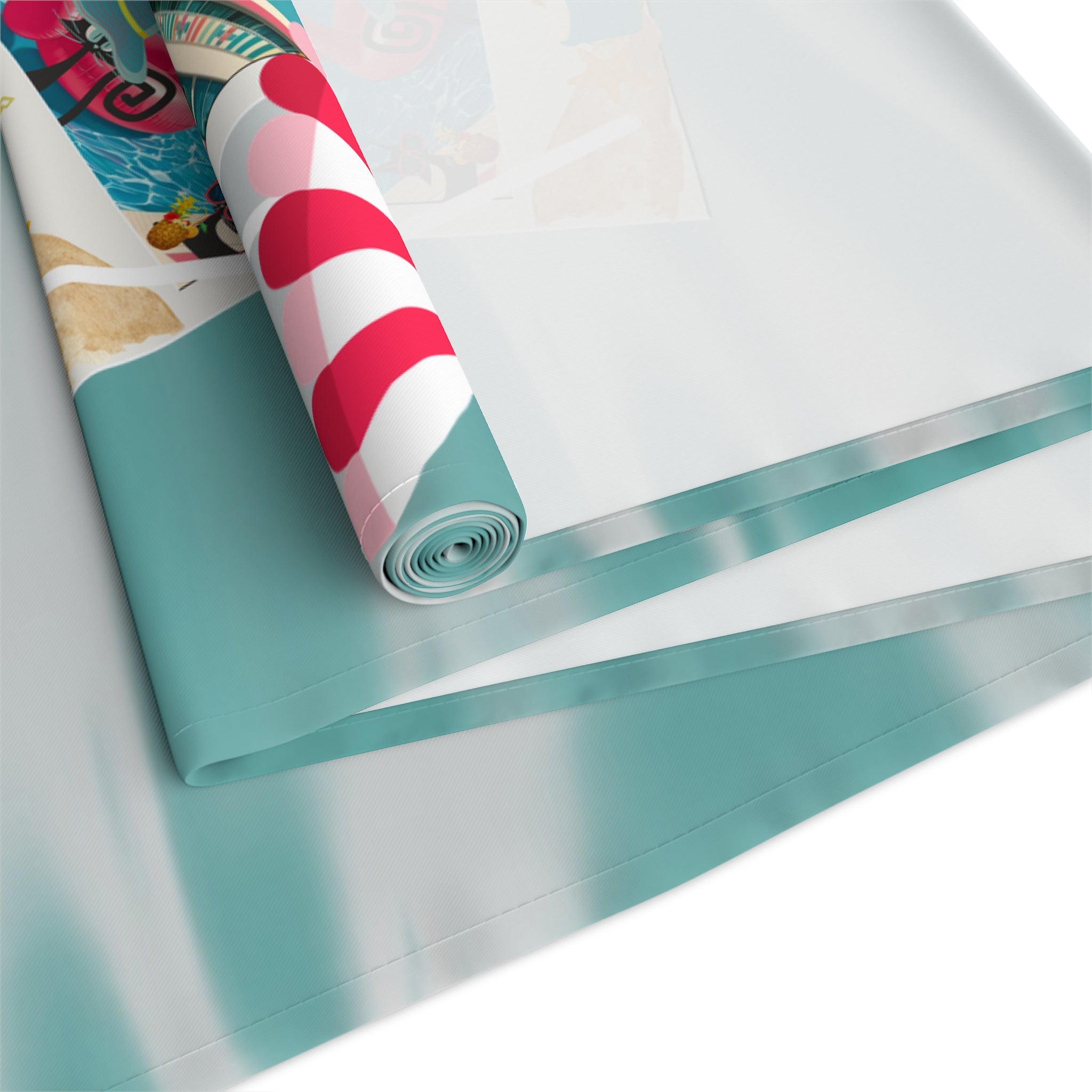 Hotel California, Kitschy Mod Flamingo Atomic Cat, Mid Mod Party Tropical Paradise Table Runner - Mid Century Modern Gal