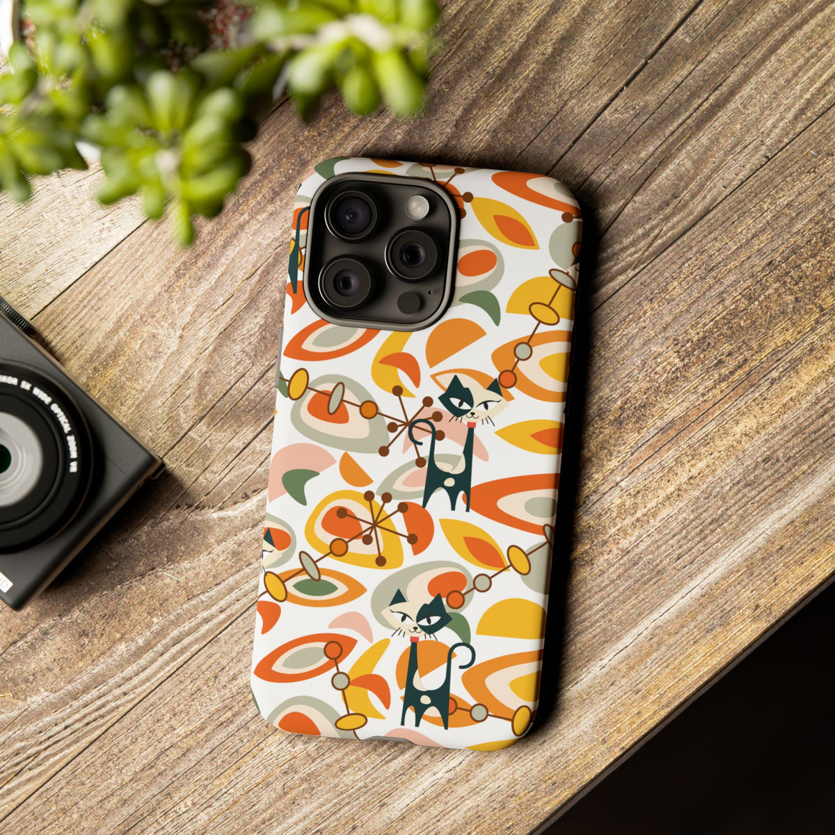 Atomic Cat Mid Mod Orange, Yellow, Groovy Cat Smart Phone Tough Cases