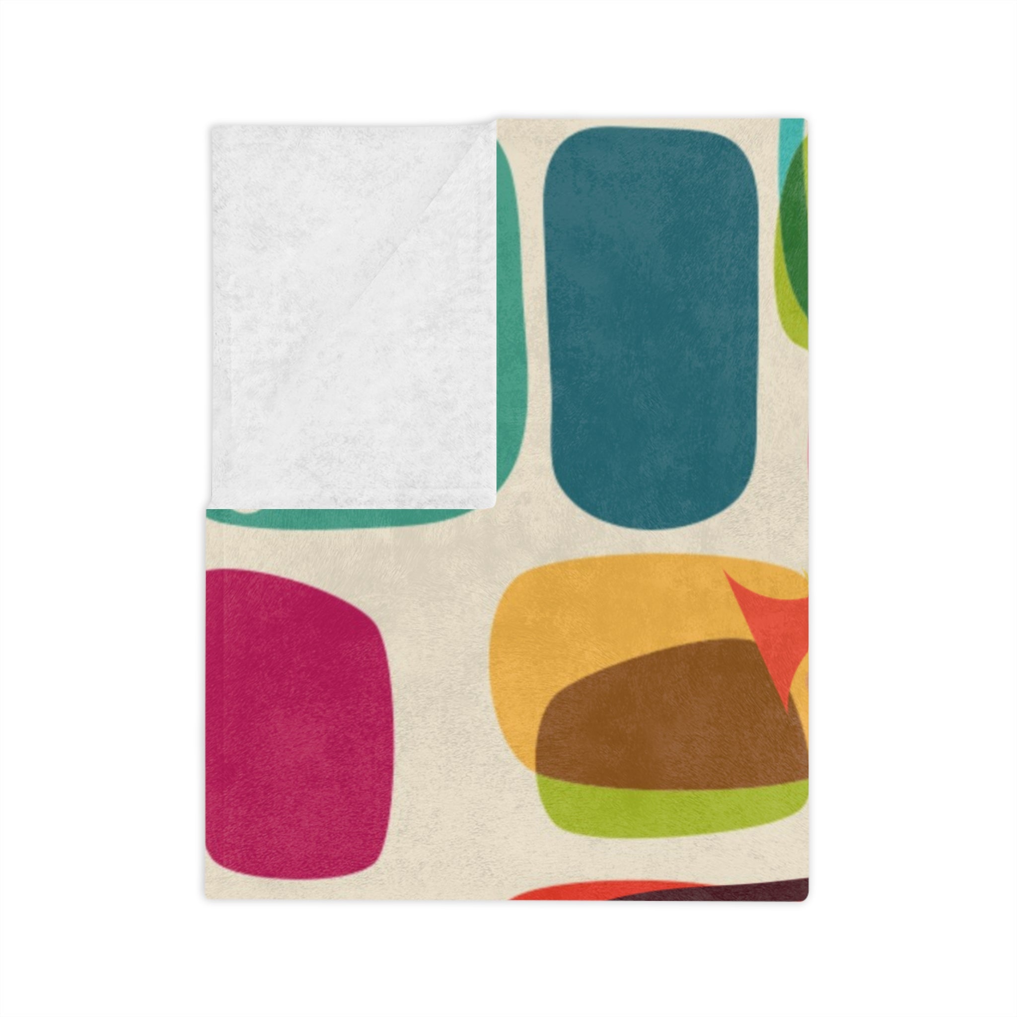 Mid Century Modern Amoeba Designed Atomic Cat Retro Mod Velveteen Microfiber Blanket - Mid Century Modern Gal